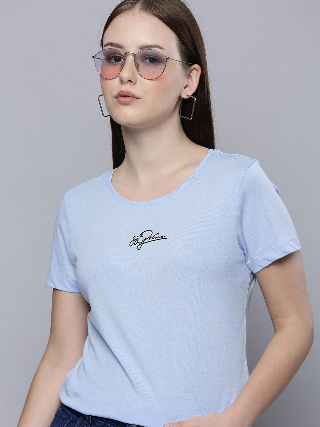 

883 Police Women Blue Cotton T-shirt
