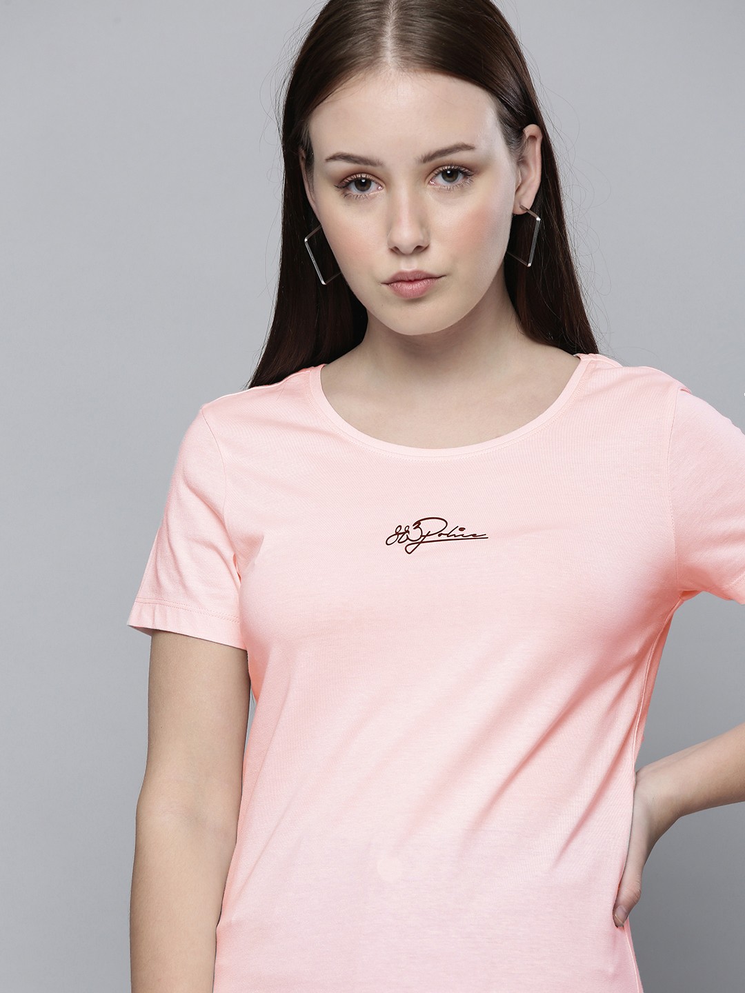 

883 Police Women Pink Cotton T-shirt