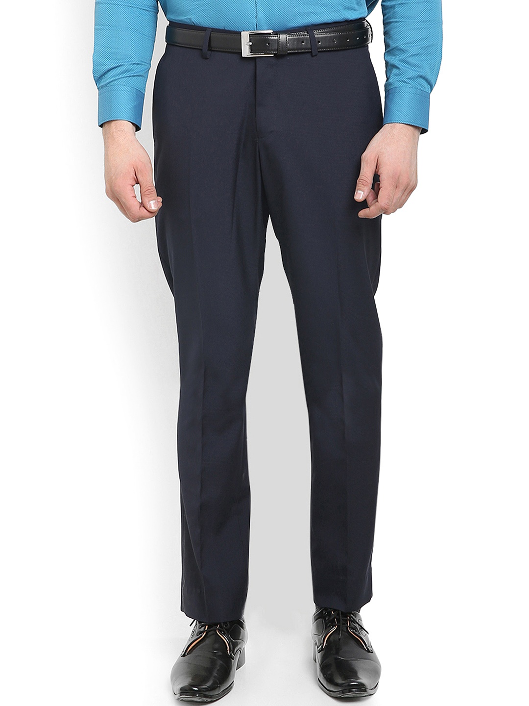 

Blackberrys Men Grey Solid Formal Trousers