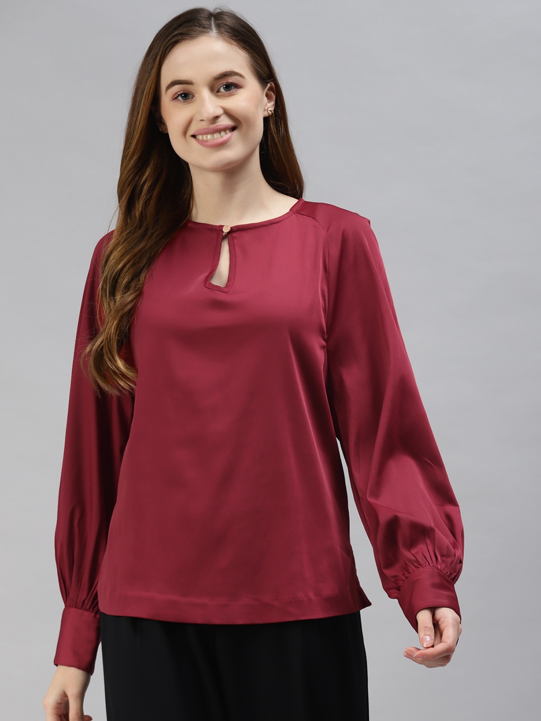 

Marks & Spencer Maroon Keyhole Neck Top