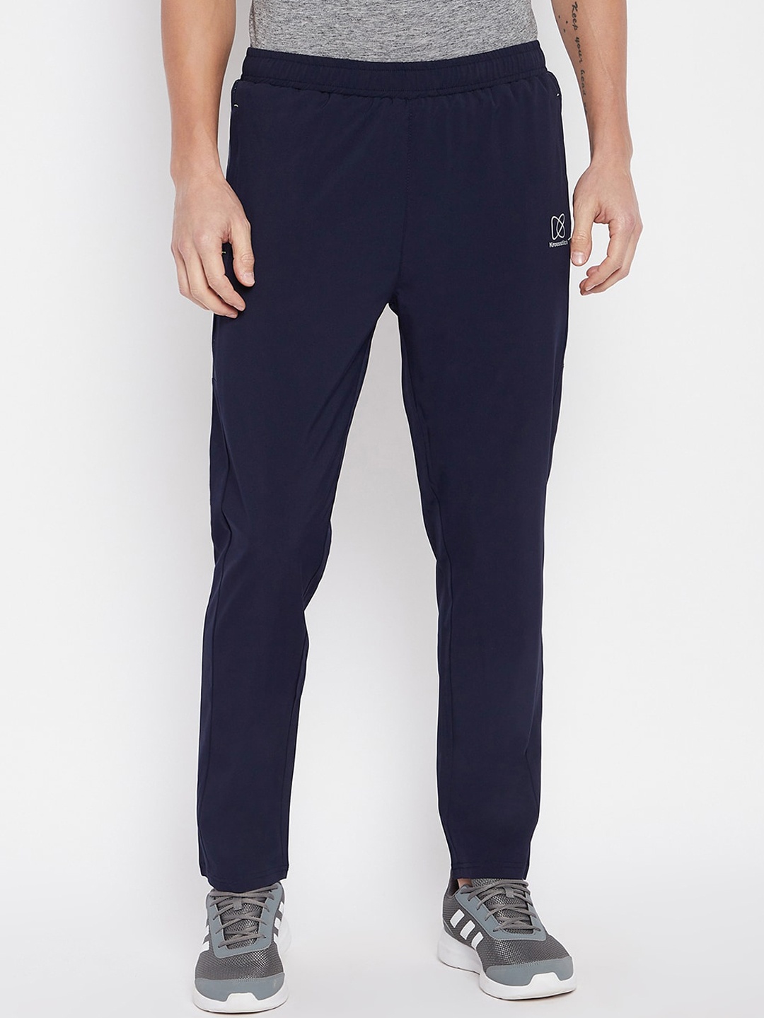 

KROSSSTITCH Men Navy Blue Solid Mid-Rise Sports Track Pants