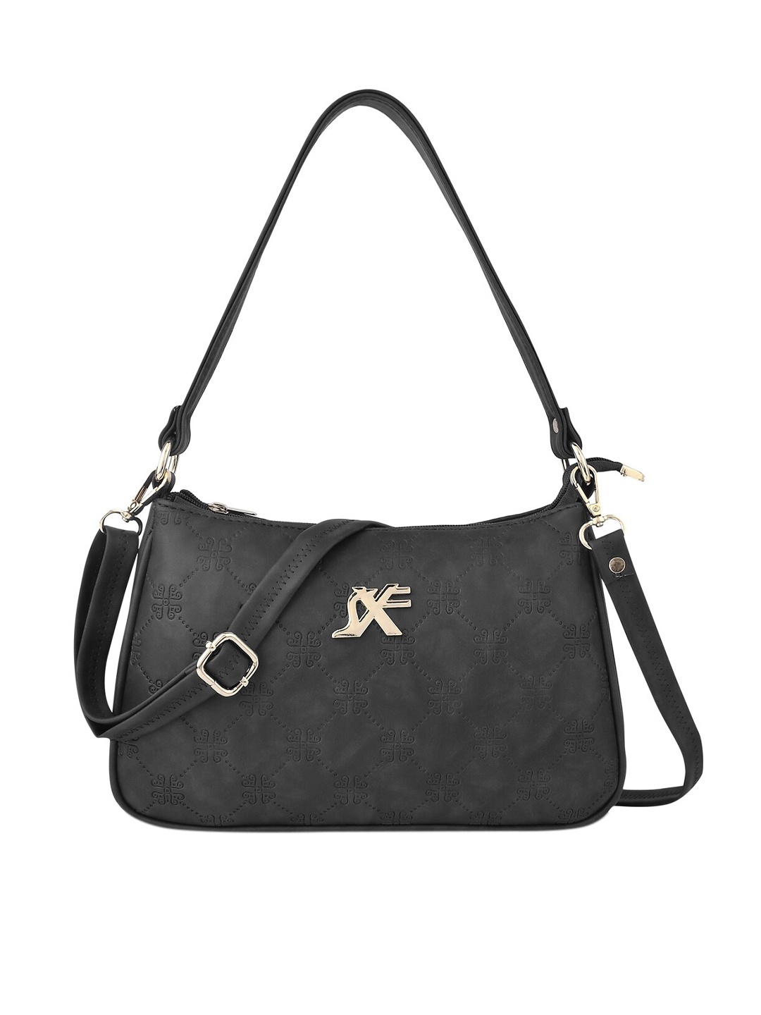

SXF SPEED X FASHION Black Textured Structured Shoulder Bag