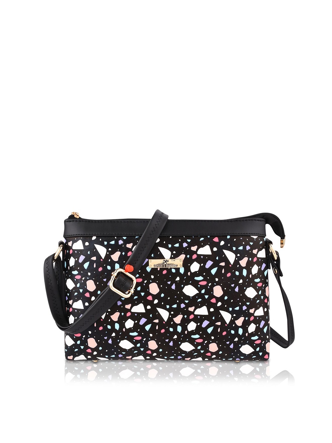 

SXF SPEED X FASHION Women Black Printed Sling Bag