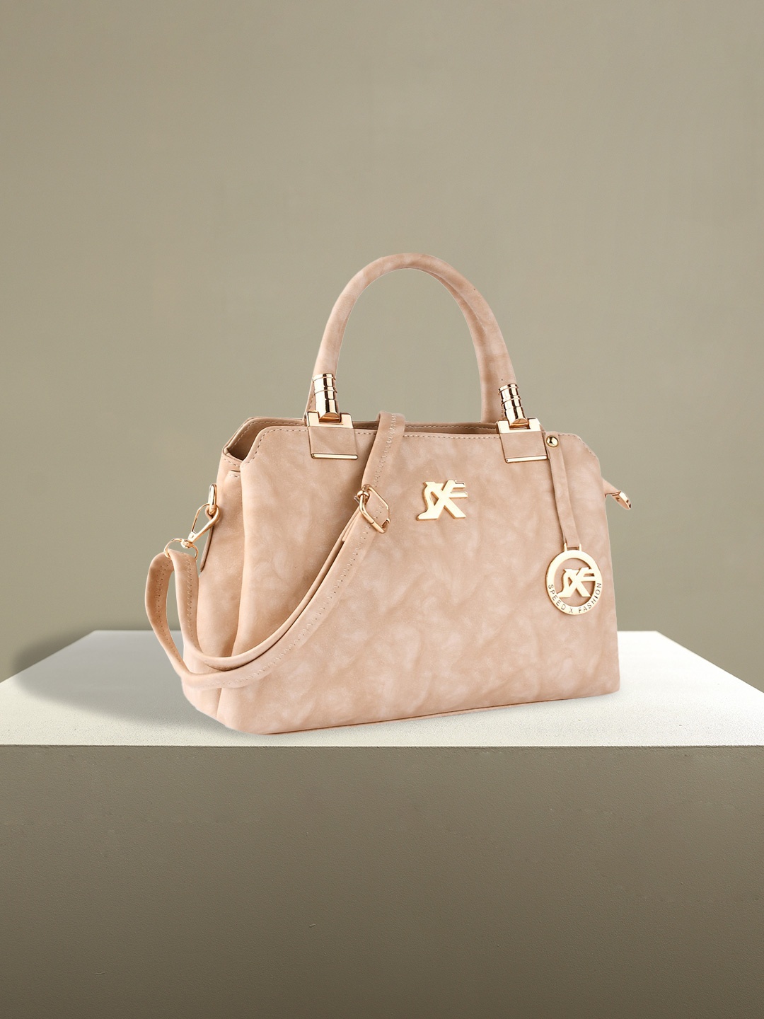 

SXF SPEED X FASHION WomenCream PU Structured Handheld Bag, Cream