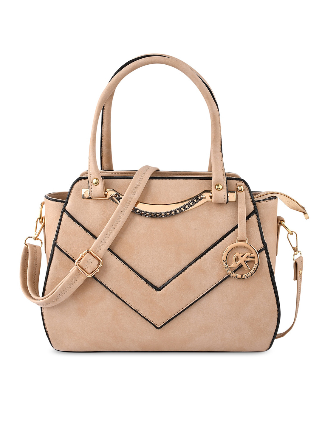 

SXF SPEED X FASHION Cream-Coloured Structured Handheld Bag