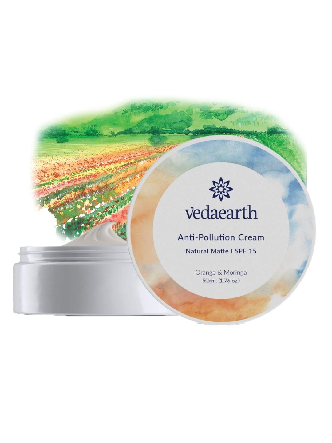 

VEDAEARTH Natural Matte Anti-Pollution Face Cream 50g, White