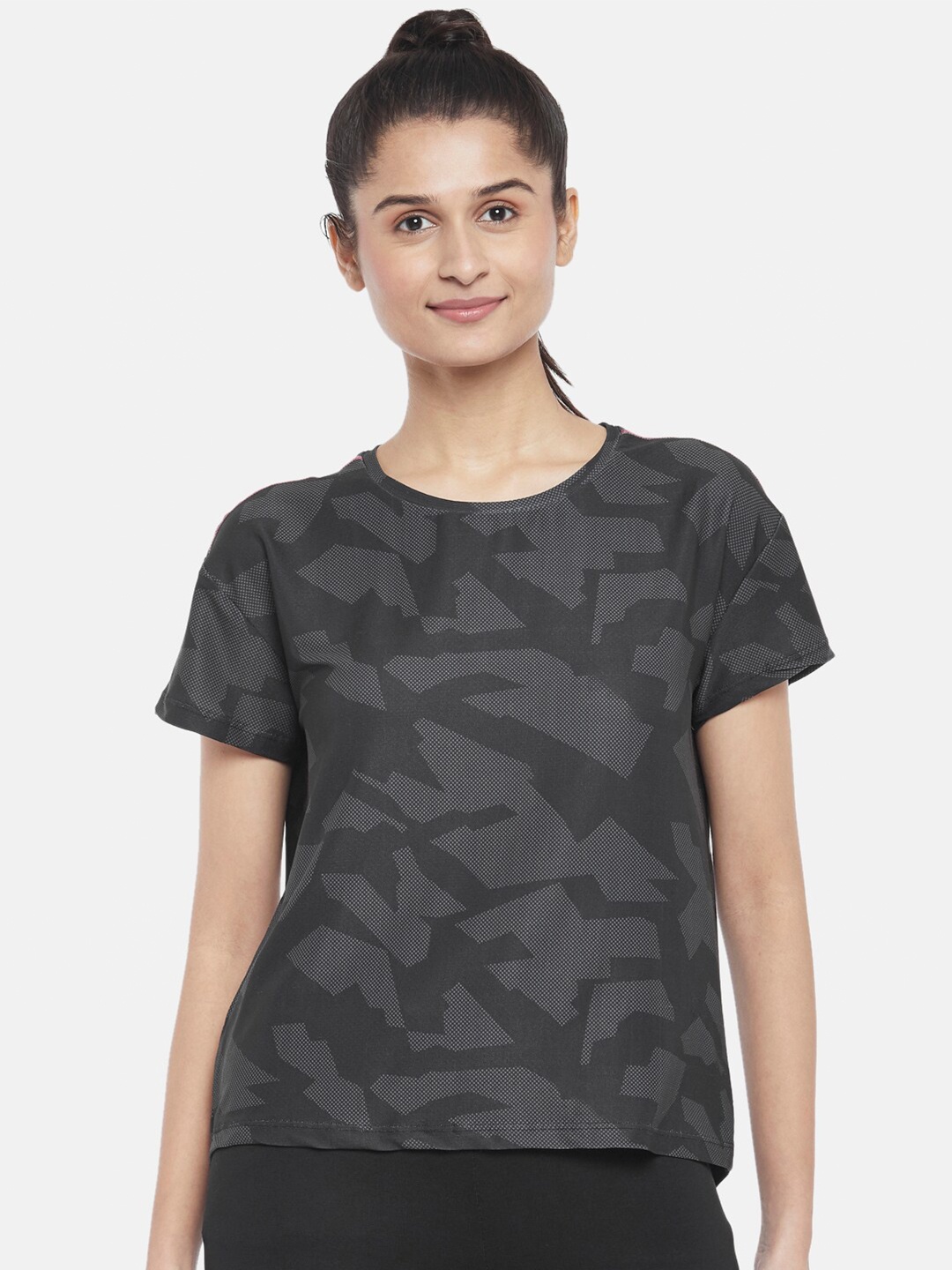 

Ajile by Pantaloons Black & Grey Abstract Printed Top