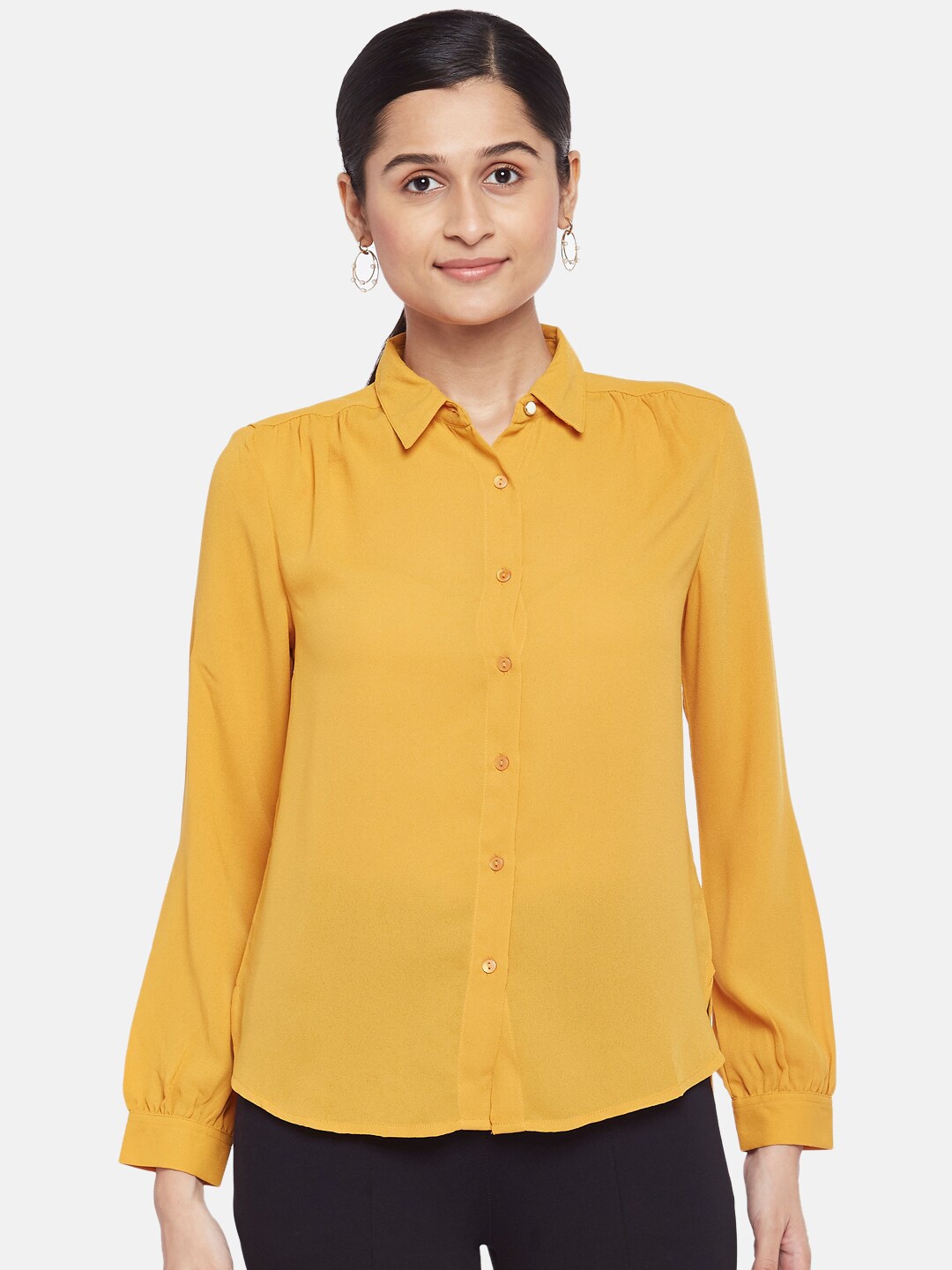 

Annabelle by Pantaloons Mustard Yellow Shirt Style Top