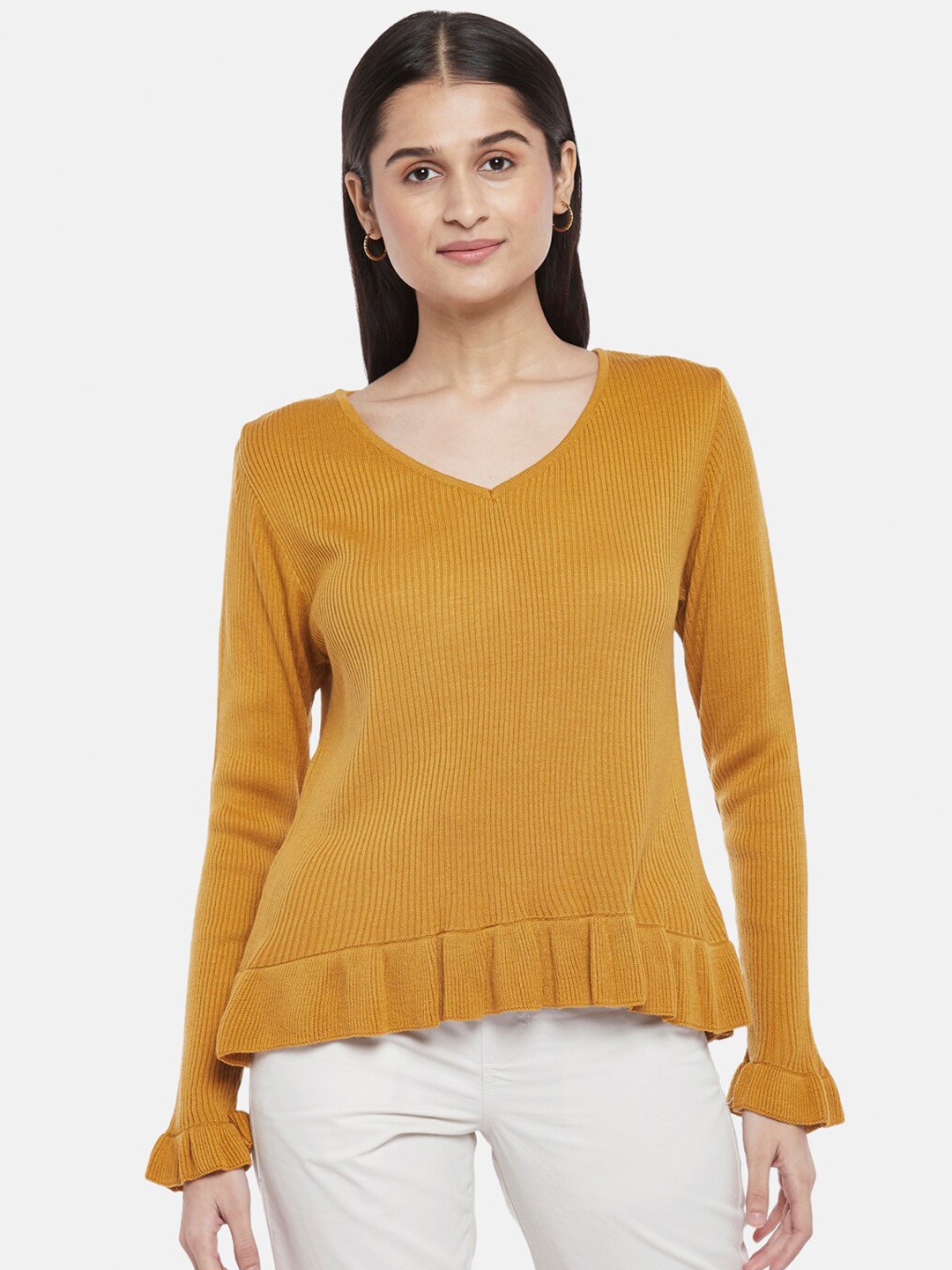 

Honey by Pantaloons Mustard Yellow Regular Top