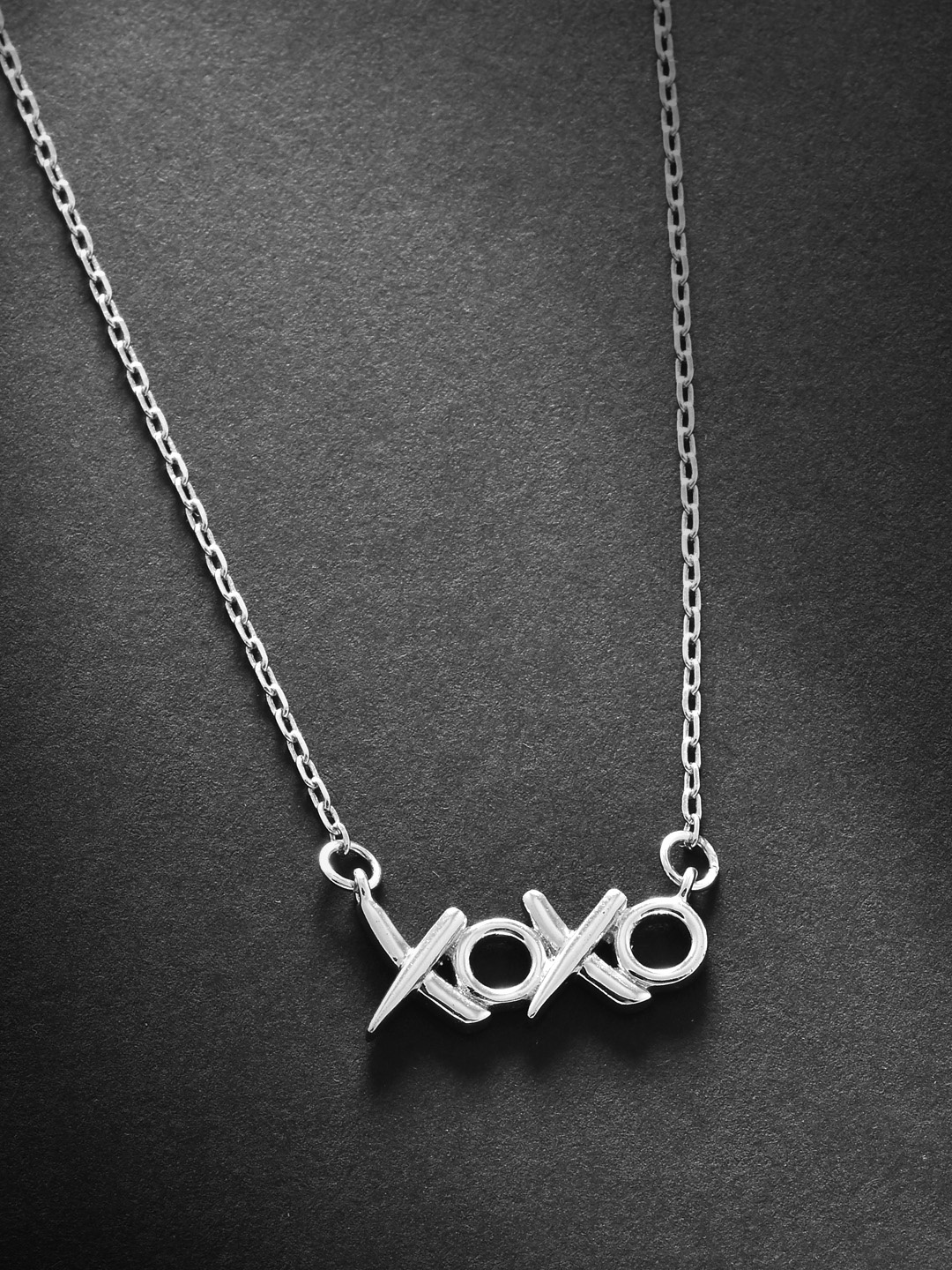 

MINUTIAE Silver-Toned Brass Silver-Plated Xoxo Chain Pendant
