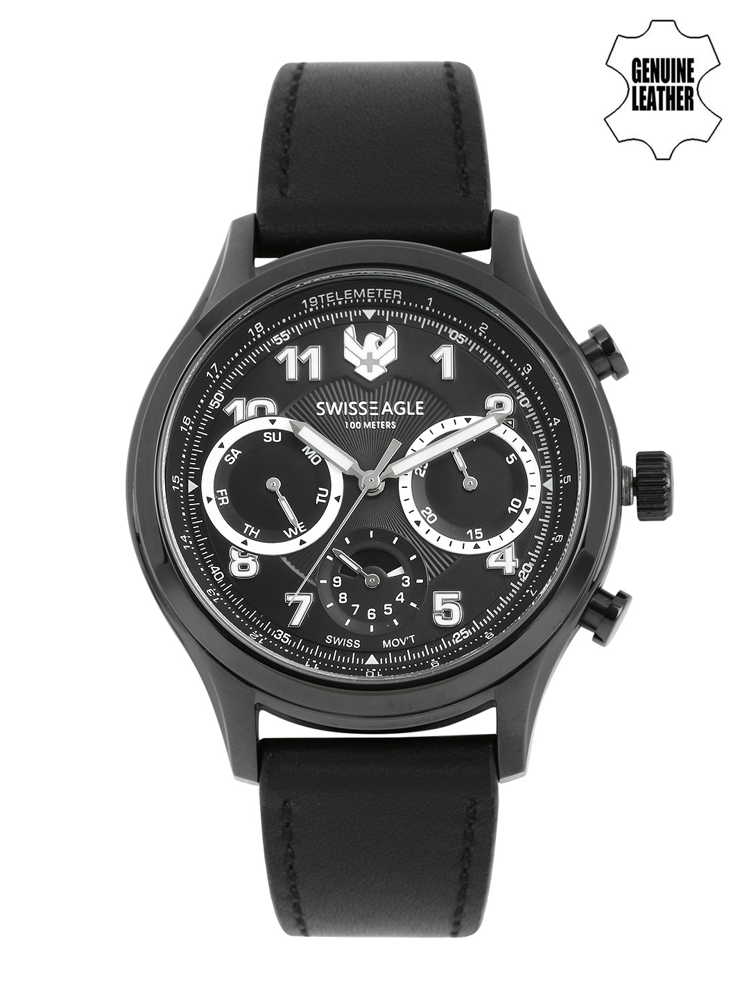 

Swiss Eagle Men Black Chronograph Watch SE-9092LS-IPB-01