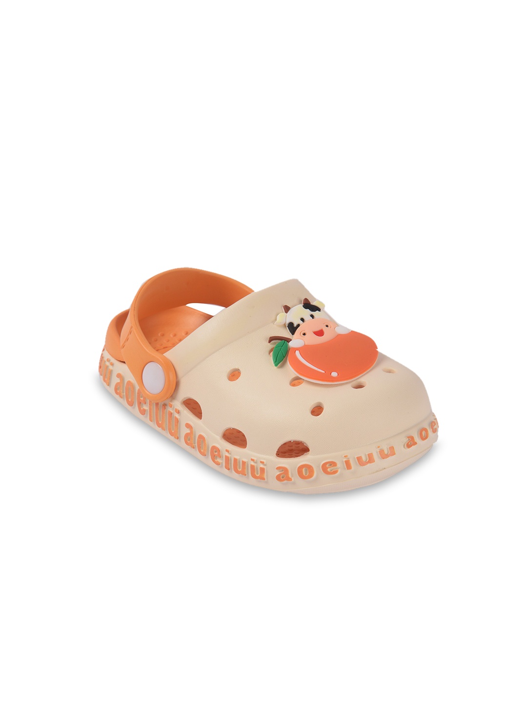 

Yellow Bee Boys Cream-Coloured & Orange Embellished Clogs