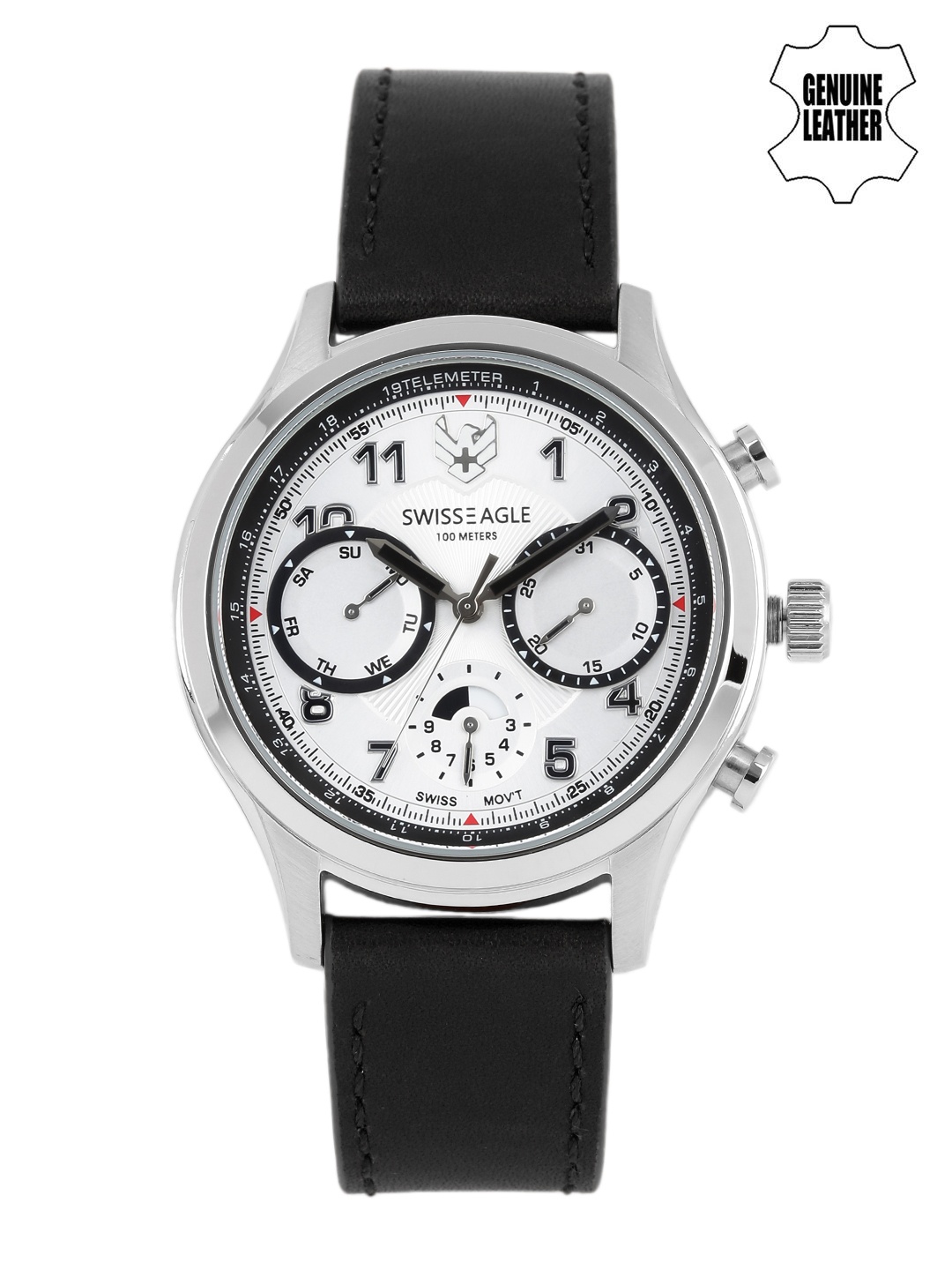 

Swiss Eagle Men White Chronograph Watch SE-9092LS-SS-03