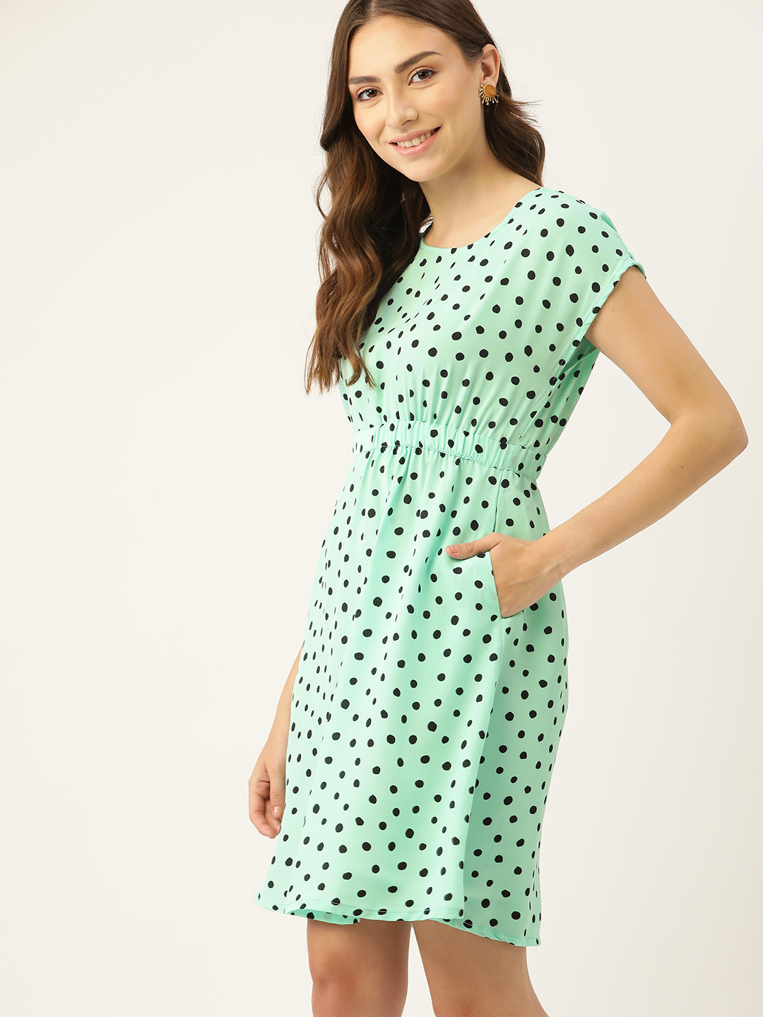 

DressBerry Women Green & Black A-Line Dress