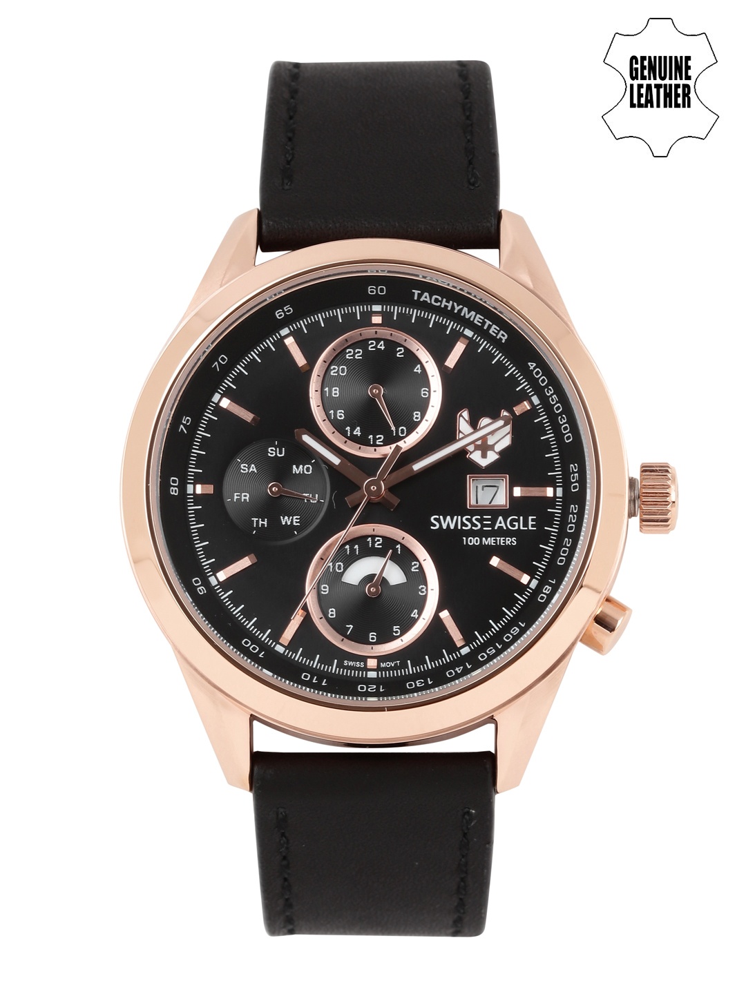

Swiss Eagle Men Black Chronograph Watch SE-9093LS-RG-01