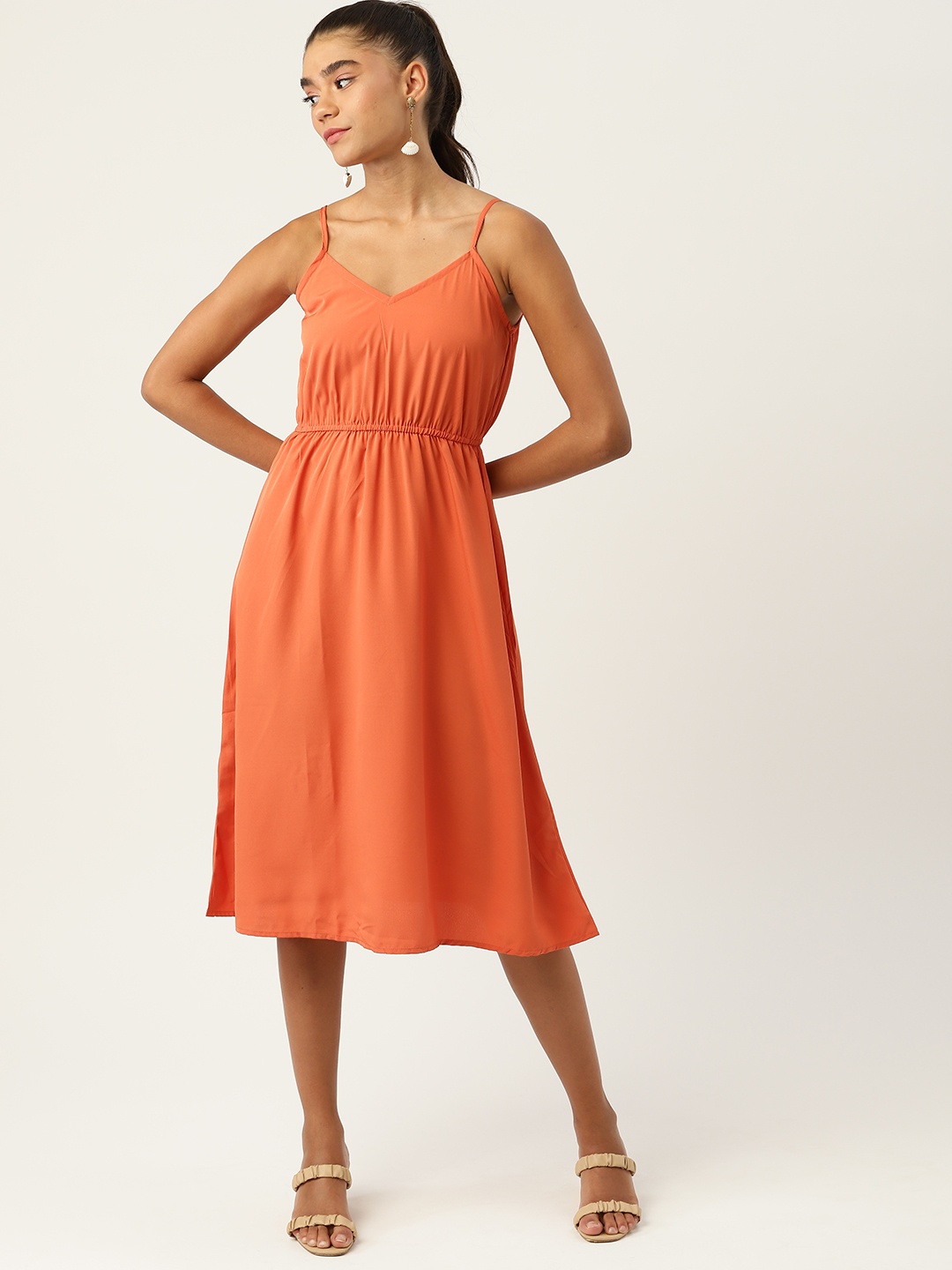 

DressBerry Women Rust Orange A-Line Dress