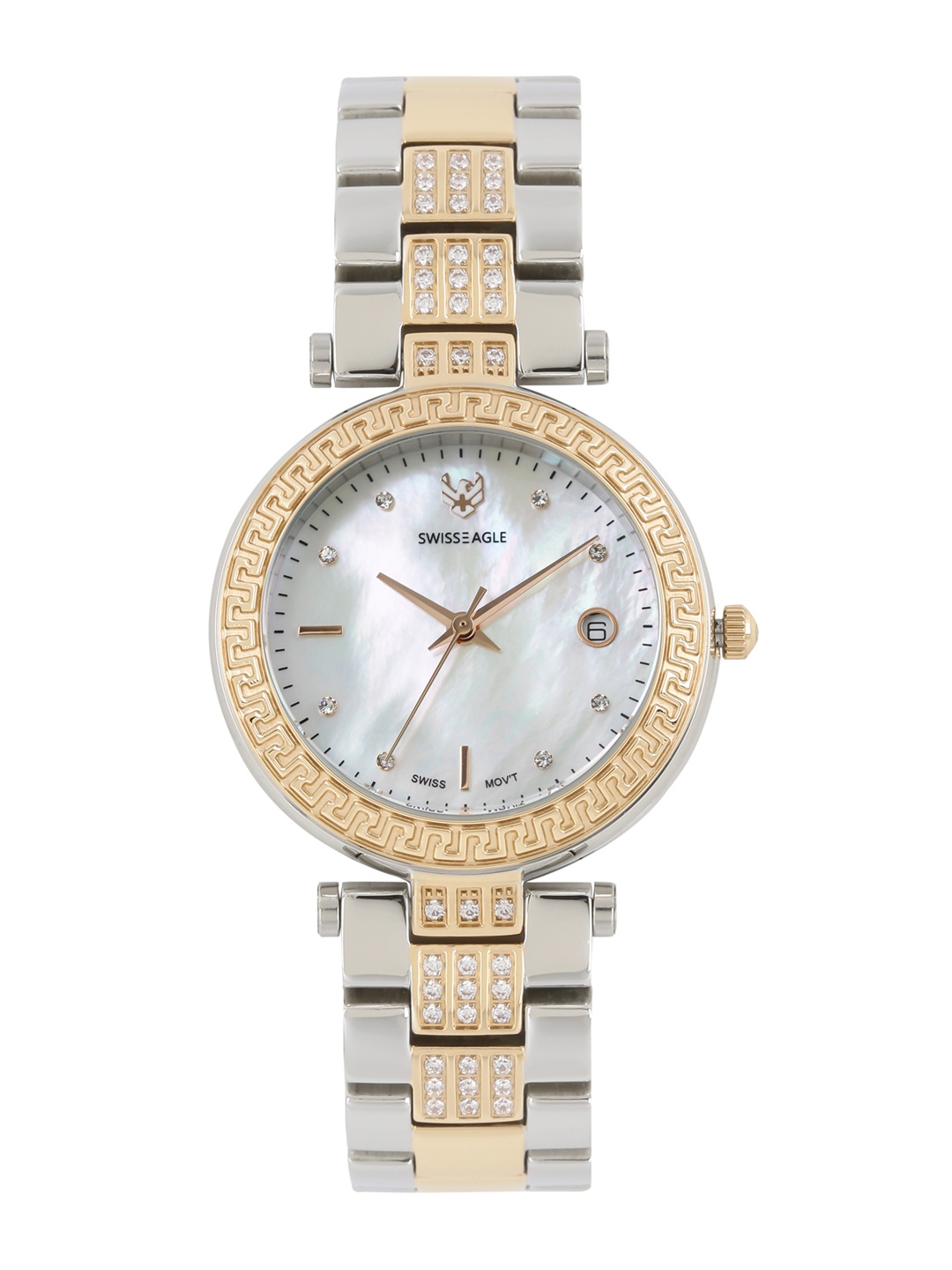 

Swiss Eagle Women Pearly White Analogue Watch SE-9094B-TTRG-03