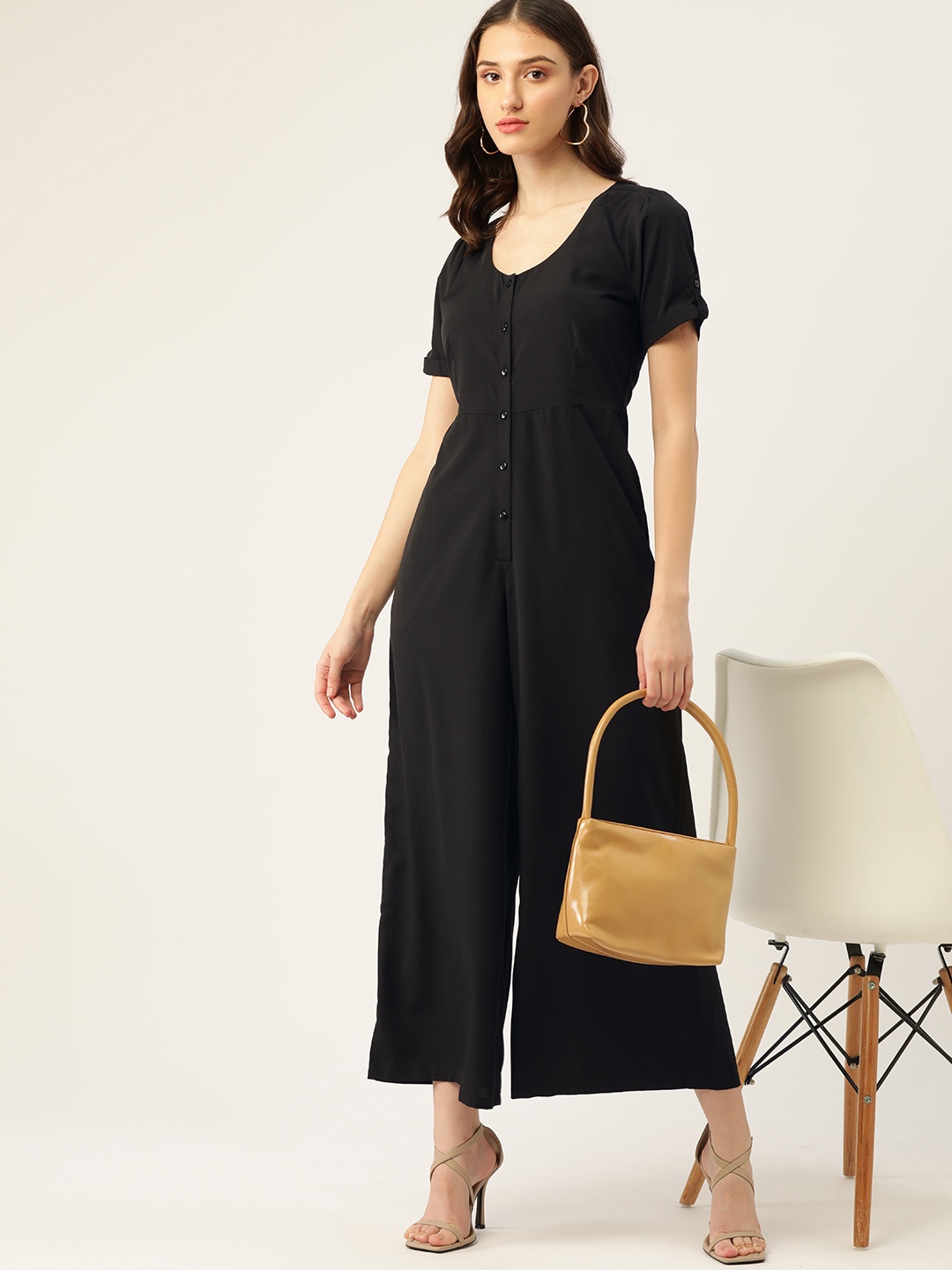 

DressBerry Black Solid Basic Jumpsuit