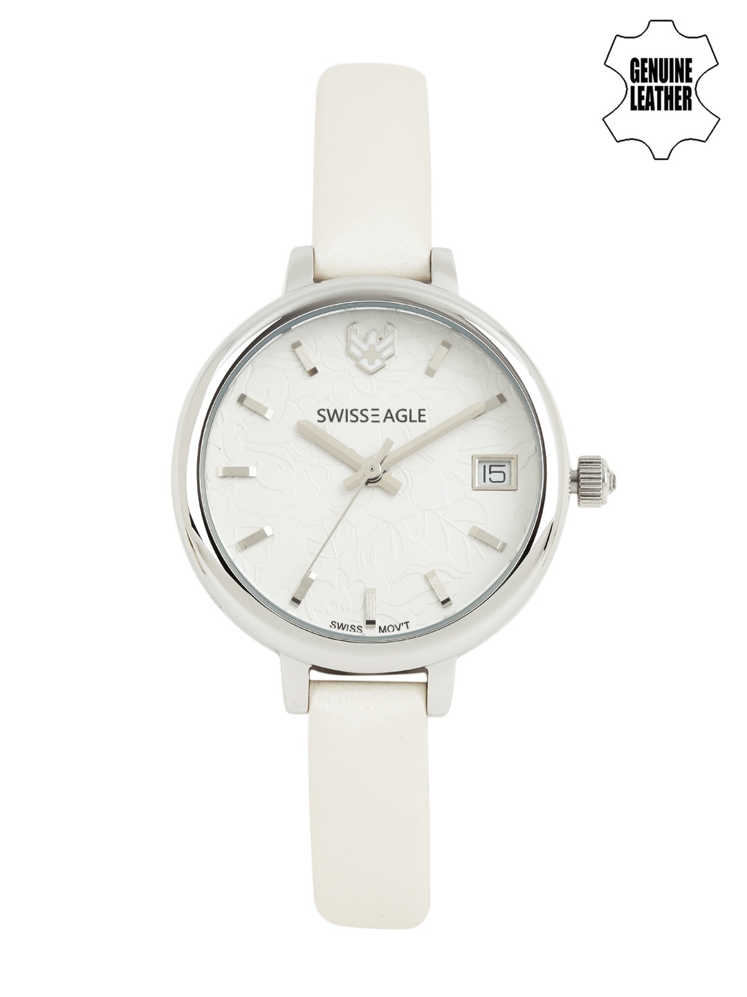 

Swiss Eagle Women White Printed Dial Watch SE-9098LS-SS-05