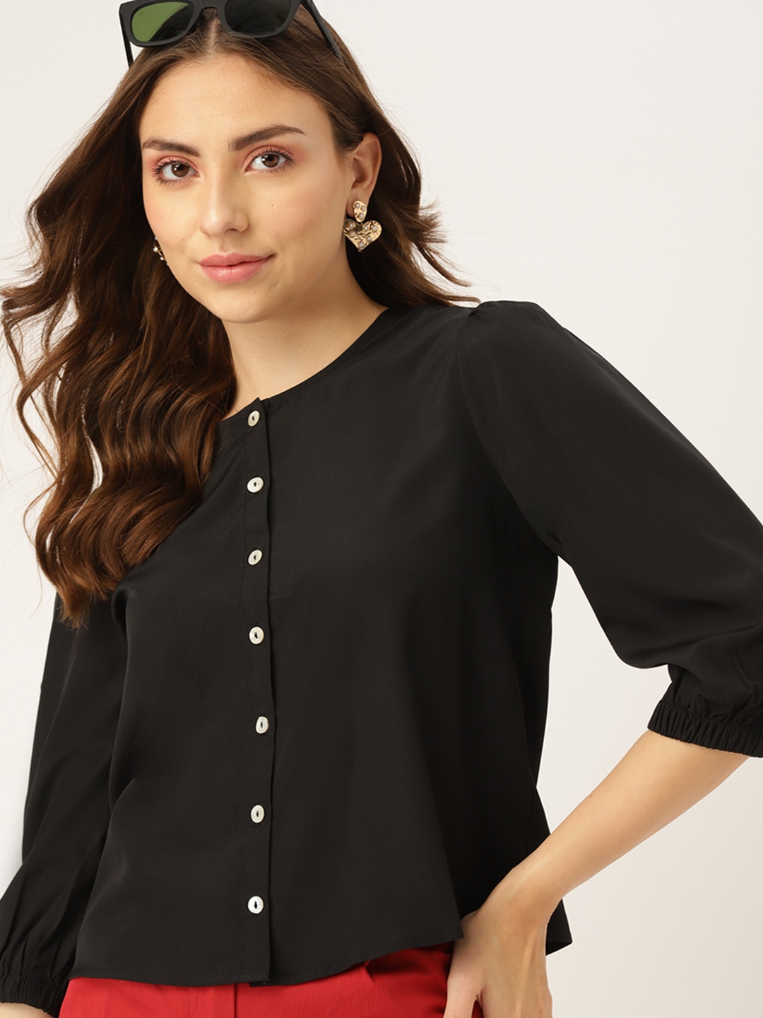 

DressBerry Black Solid Top