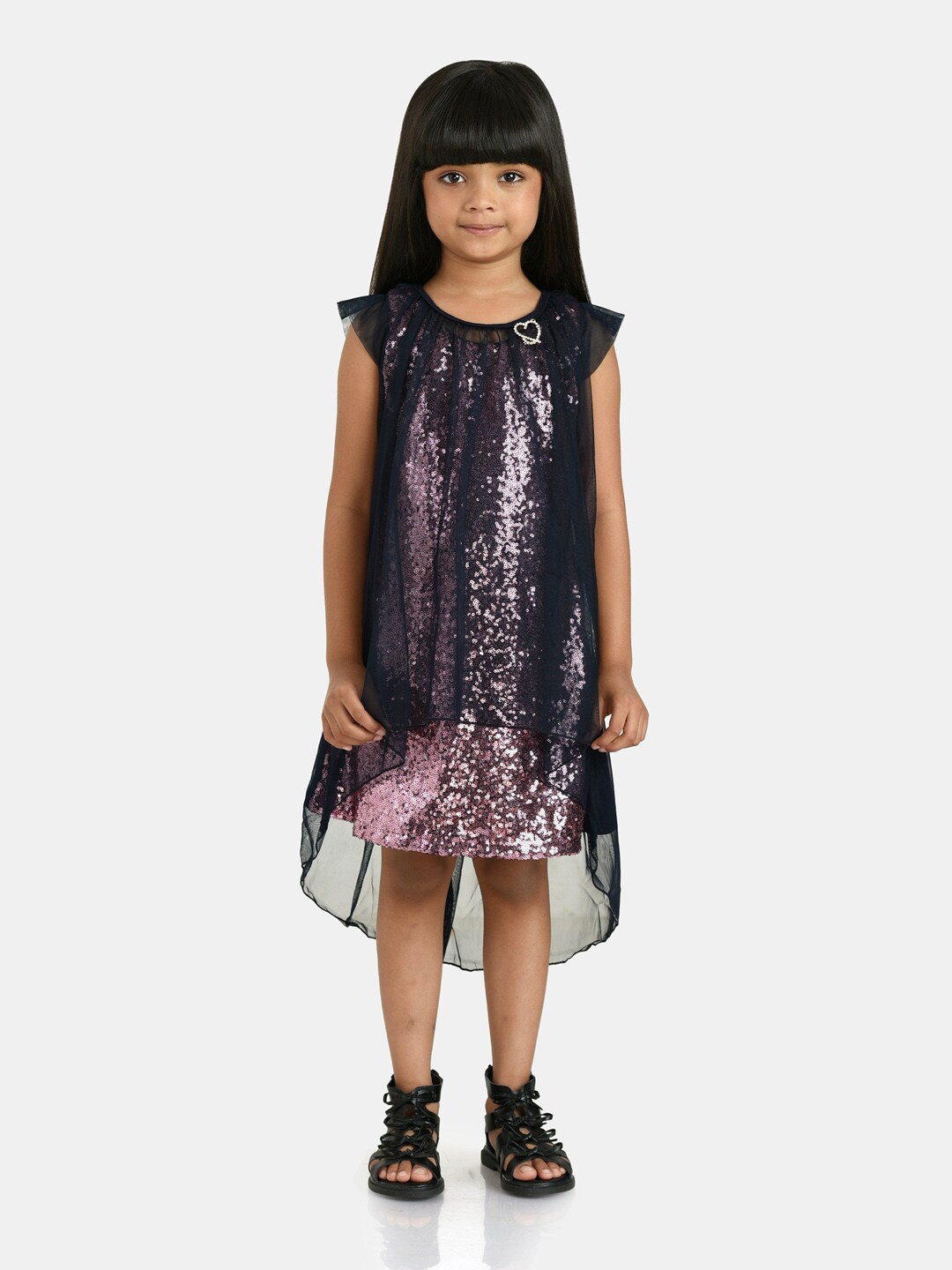 

Peppermint Navy Blue Net A-Line Dress