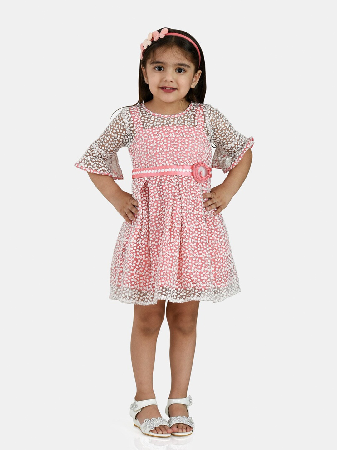 

Peppermint Pink & White Floral Net Dress