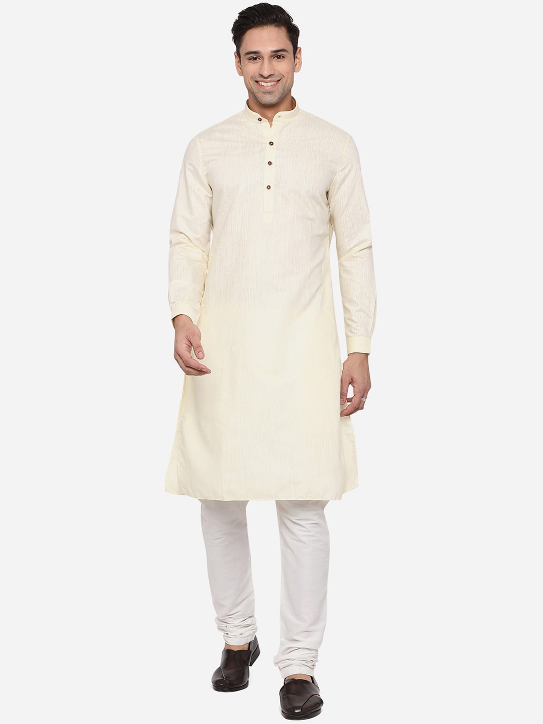 

JADE BLUE Men Cream-Coloured Cotton Kurta