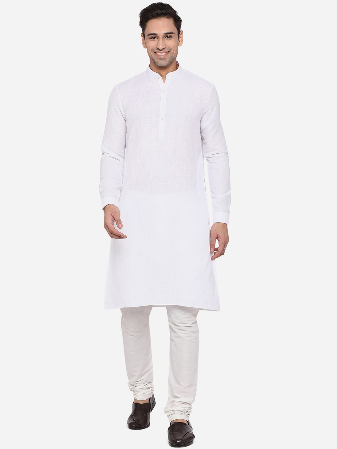 

JADE BLUE Men White Solid Pure Cotton Kurta