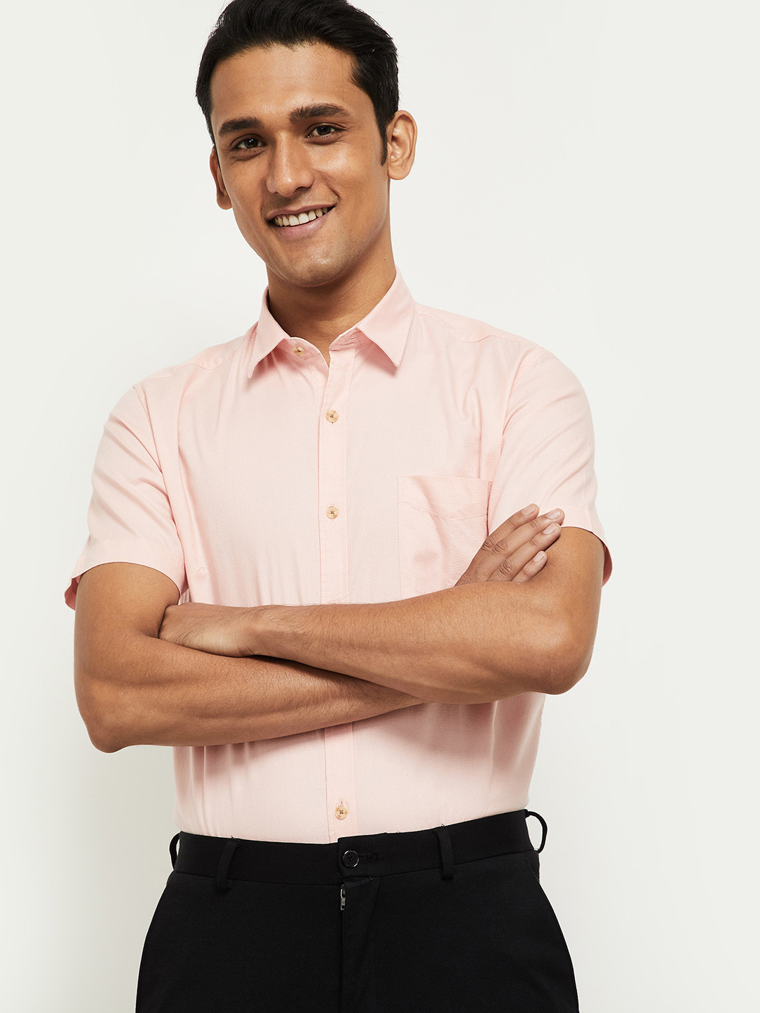 

max Men Pink Opaque Casual Shirt