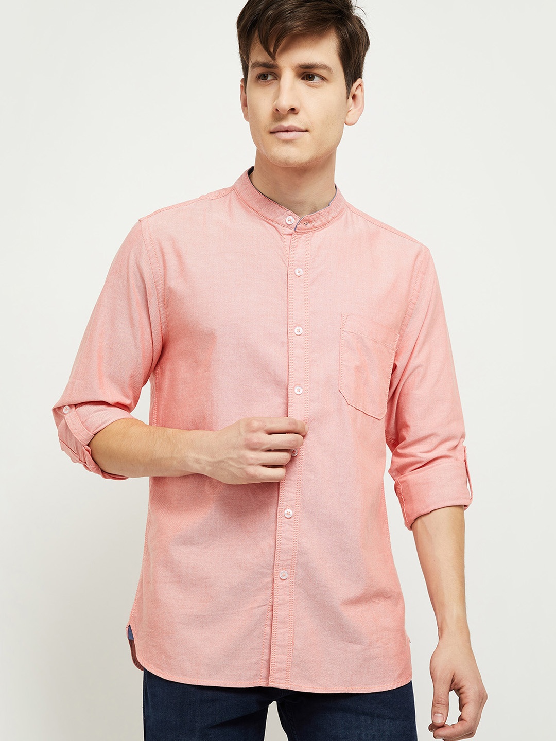 

max Men Red Opaque Pure Cotton Casual Shirt
