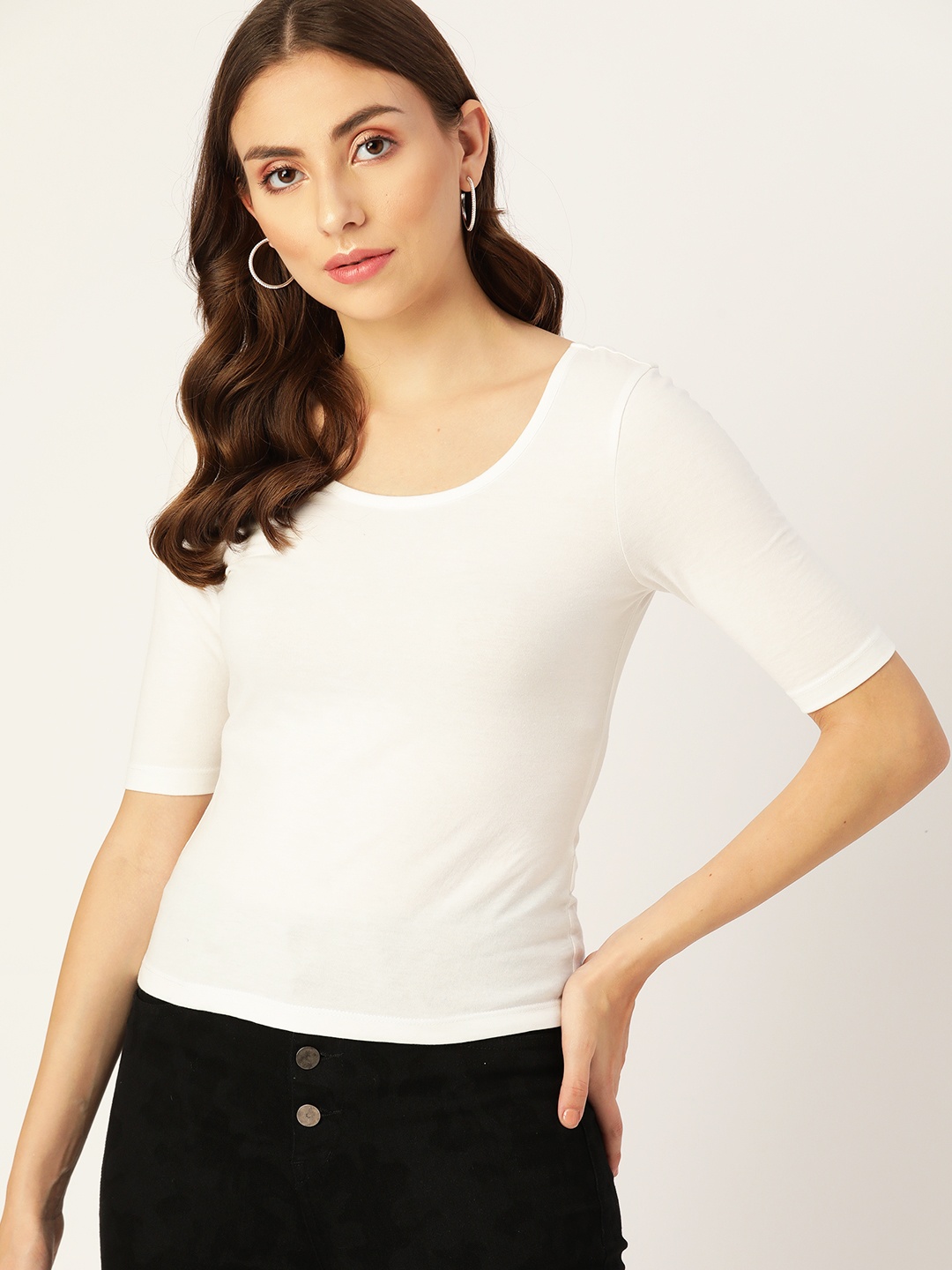 

DressBerry Women White Solid T-shirt