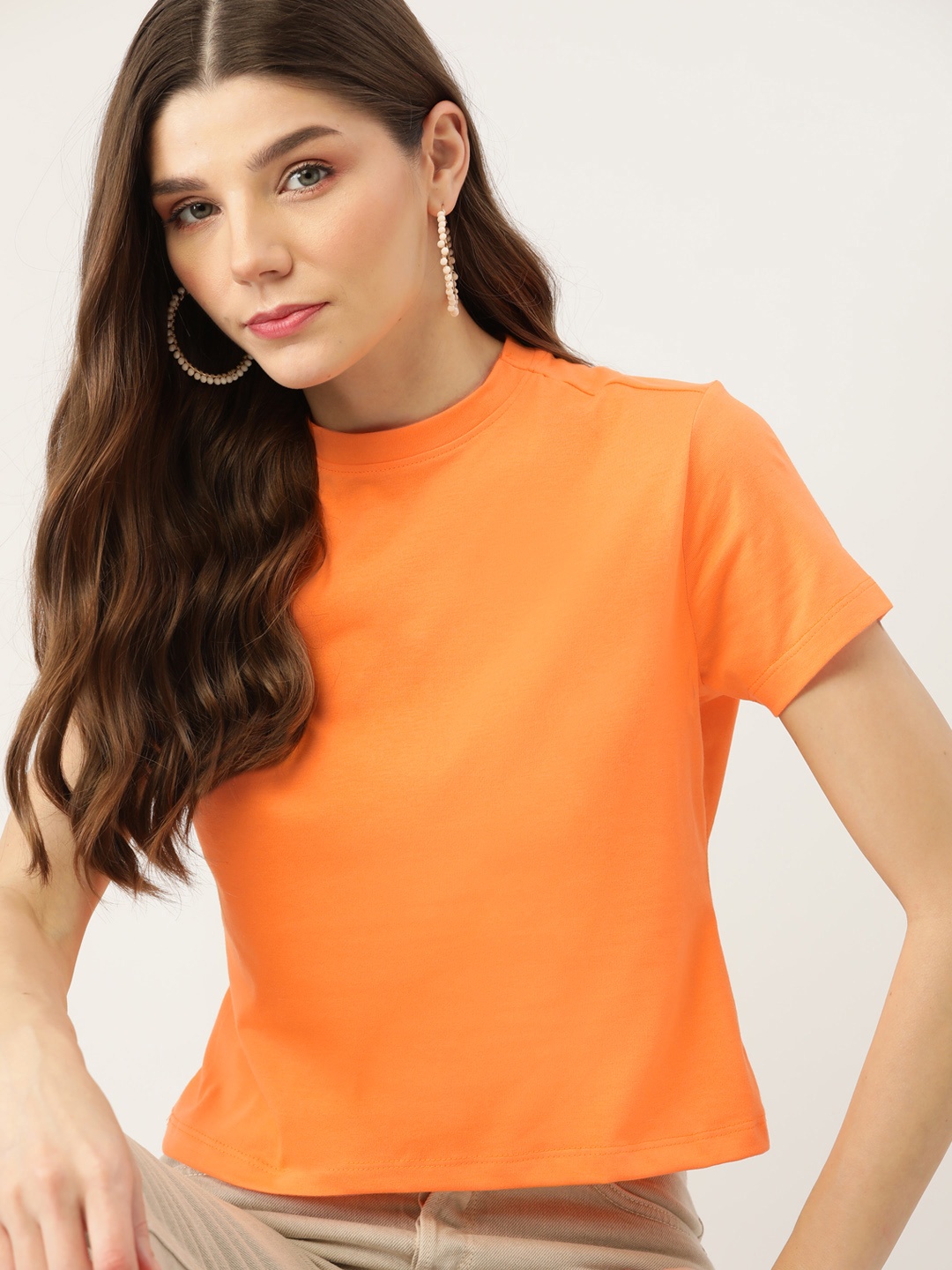 

DressBerry Women Orange Solid T-shirt