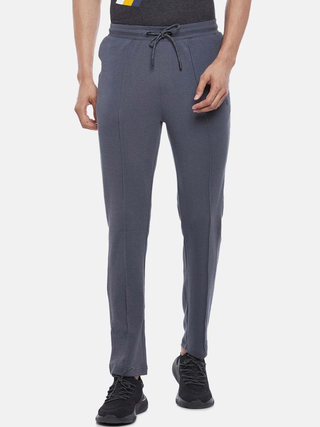 

Ajile by Pantaloons Men Charcoal Grey Solid Pure Cotton Slim-Fit Track Pants