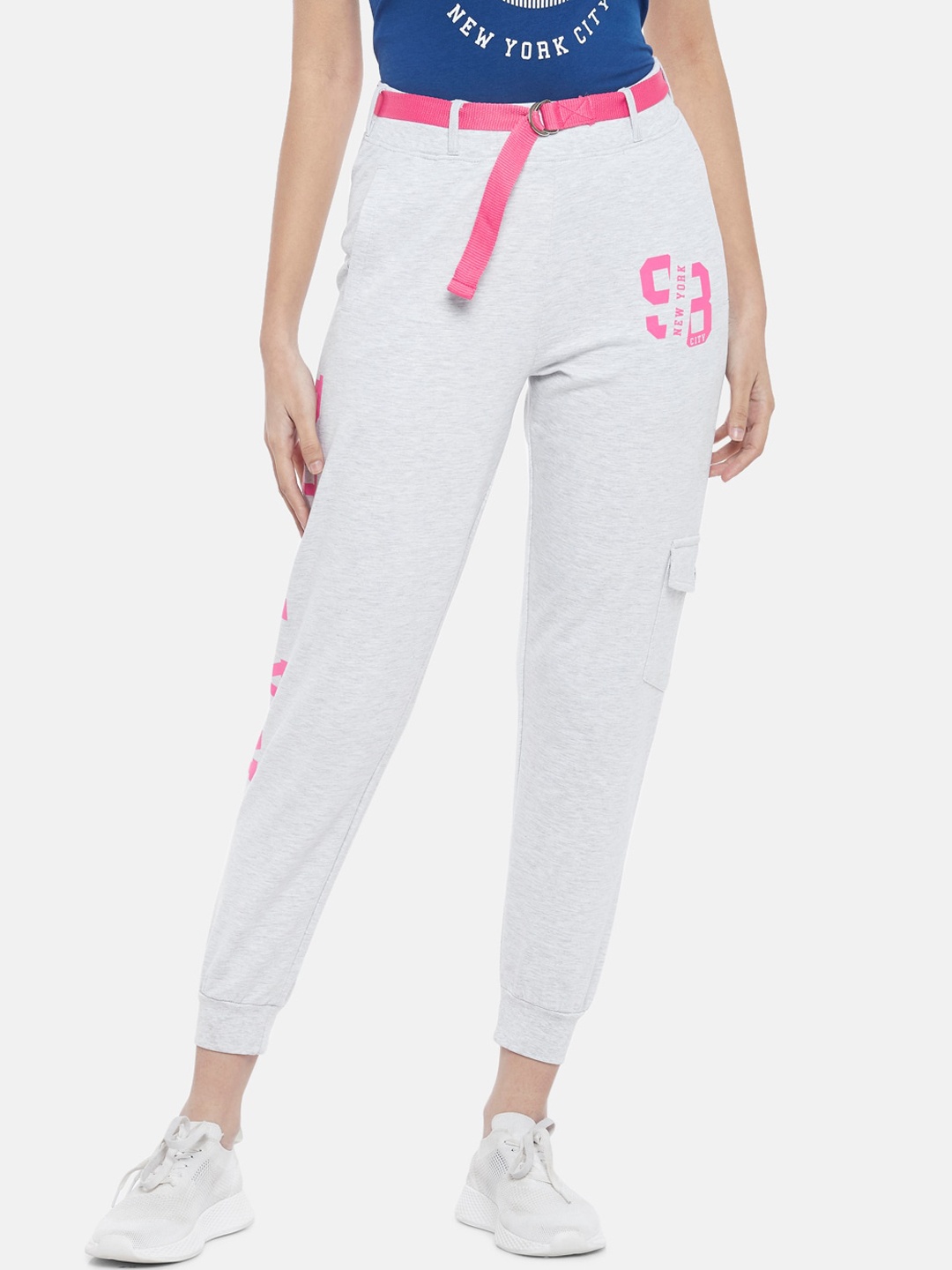 

Ajile by Pantaloons Women Grey Solid Pure Cotton Joggers