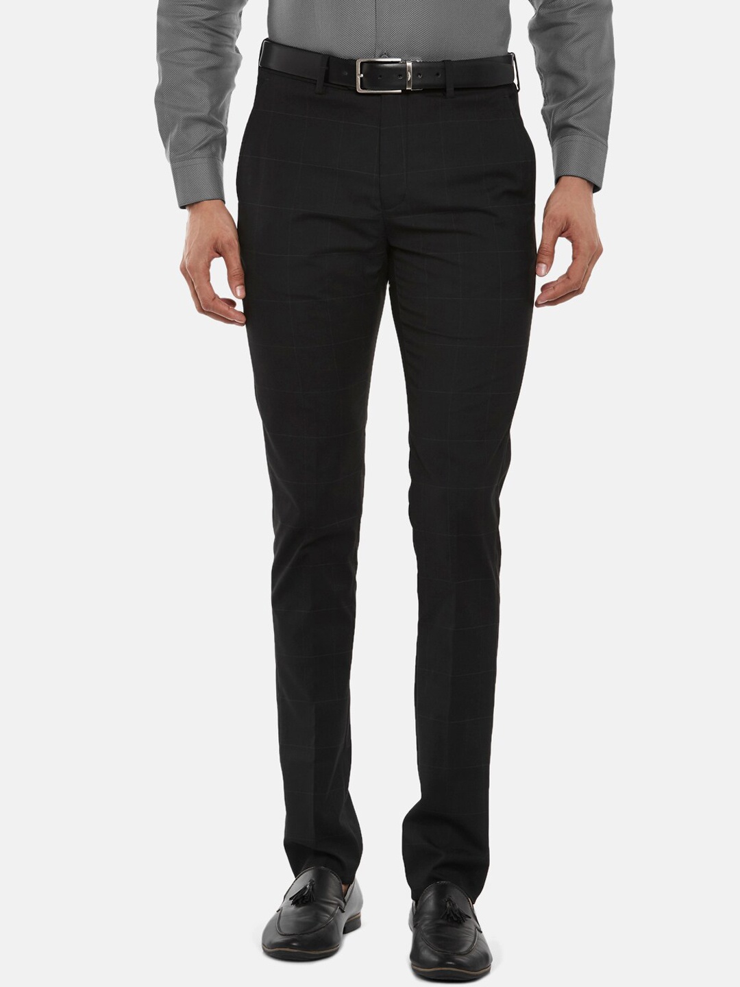 

BYFORD by Pantaloons Men Black Slim Fit Low-Rise Formal Trousers