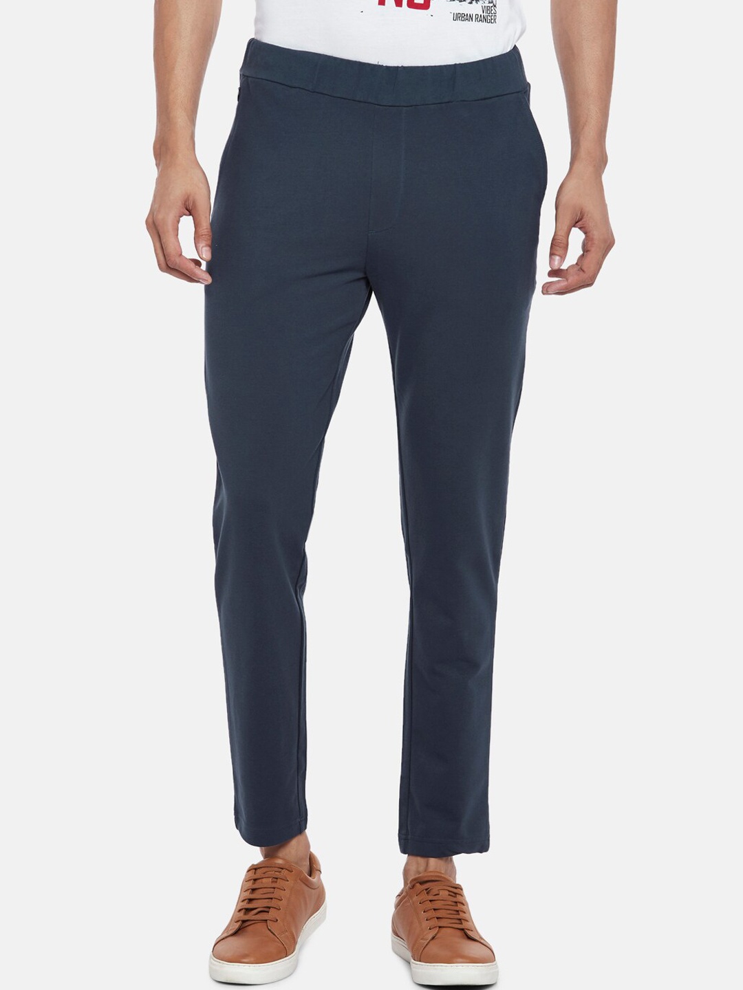 

Urban Ranger by pantaloons Men Blue Slim Fit Cotton Trousers