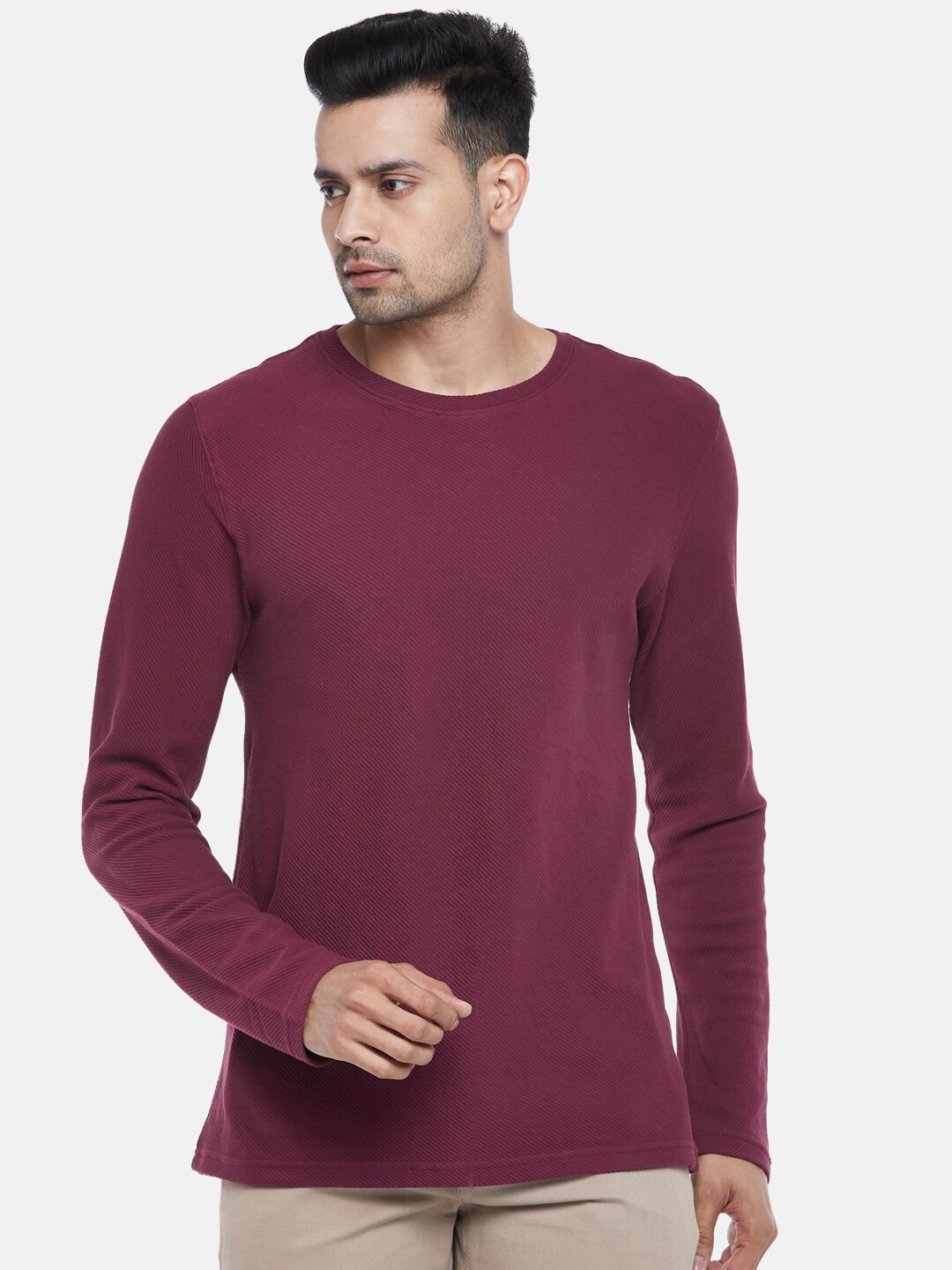

BYFORD by Pantaloons Men Red Slim Fit T-shirt