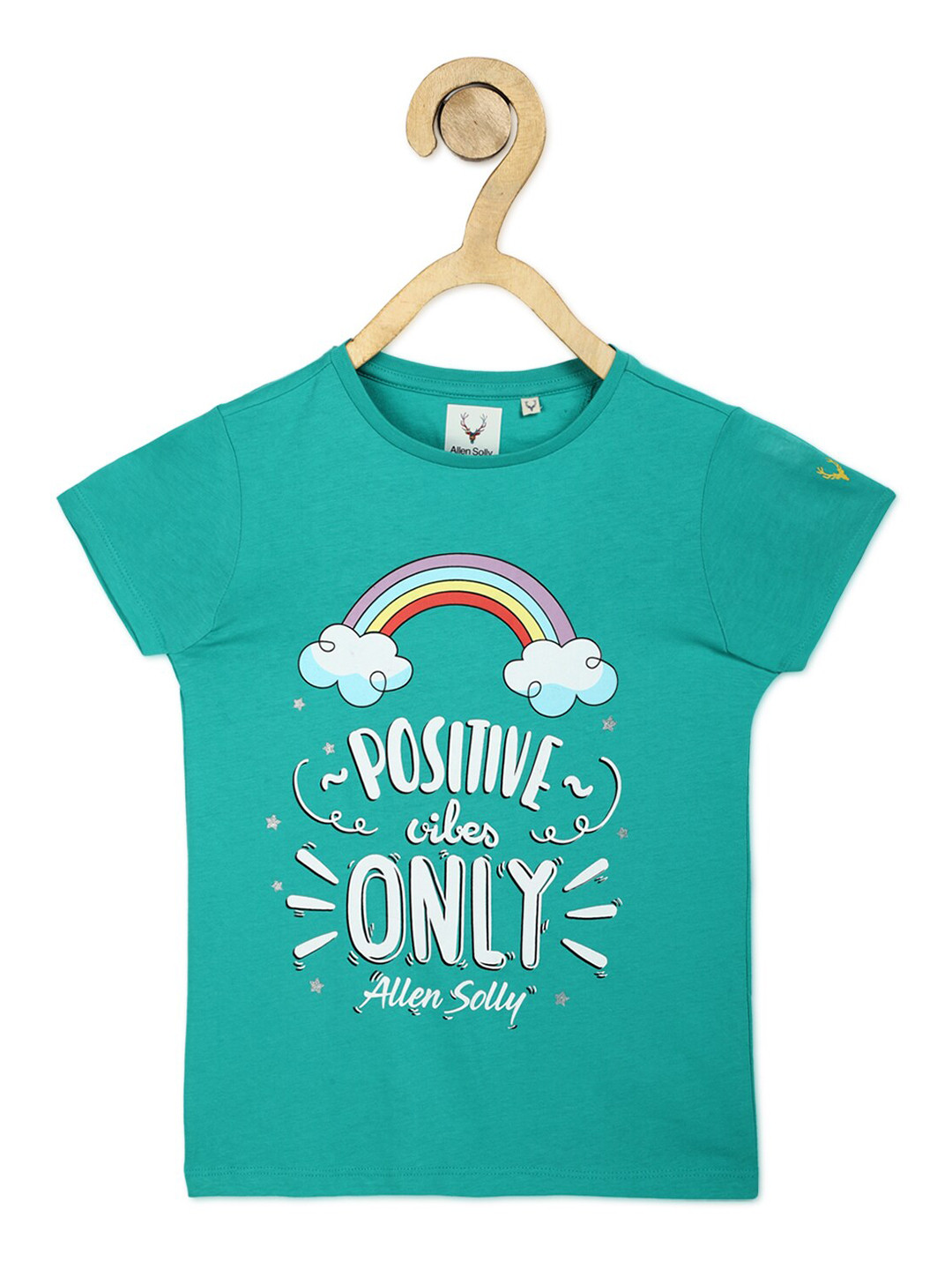 

Allen Solly Junior Girls Green & White Typography Printed T-shirt