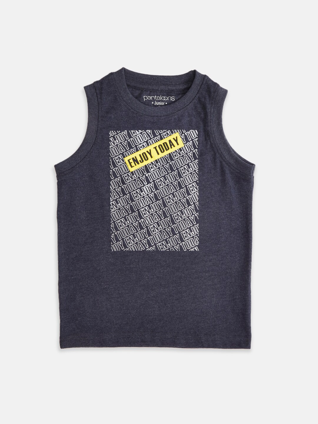 

Pantaloons Junior Boys Navy Blue Typography Printed Cotton T-shirt