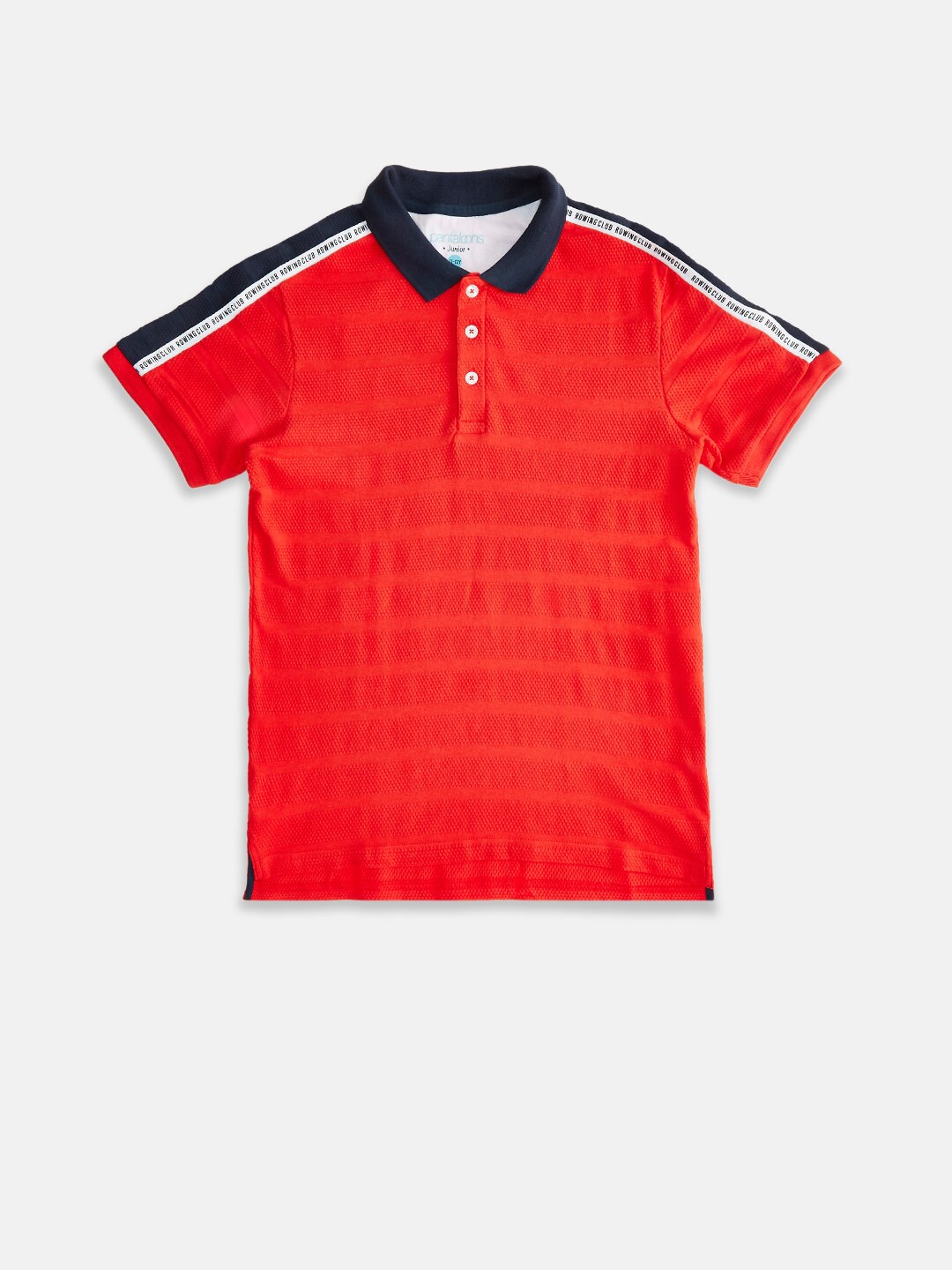 

Pantaloons Junior Boys Red Printed Polo Collar Pure Cotton T-shirt