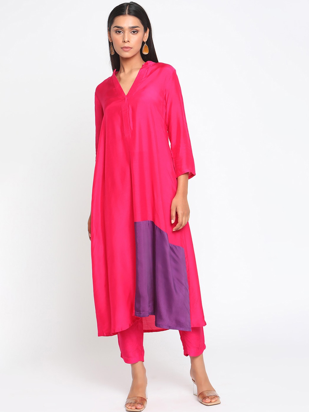 

trueBrowns Women Pink Regular Kurta with Trousers