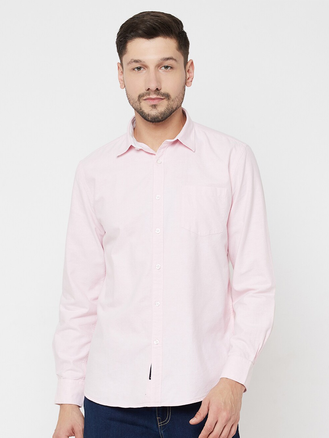 

METTLE Men Pink Opaque Striped Casual Shirt