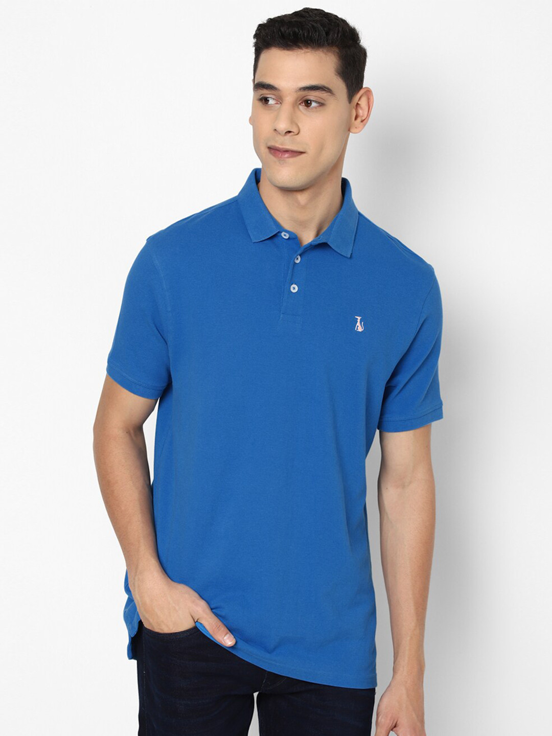 

SIMON CARTER LONDON Men Blue Polo Collar Slim Fit T-shirt