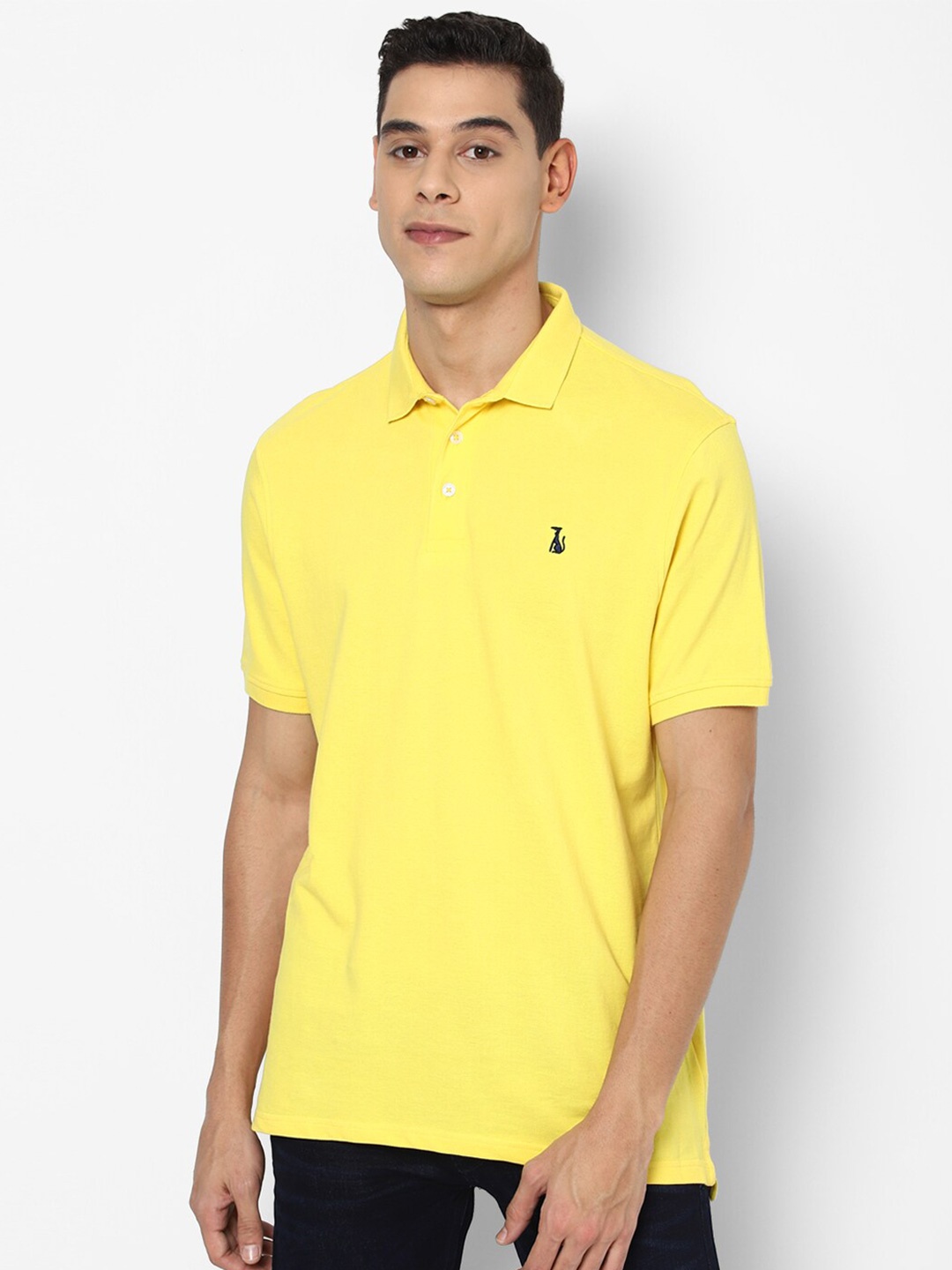 

SIMON CARTER LONDON Men Yellow Pure Cotton Polo Collar Slim Fit T-shirt