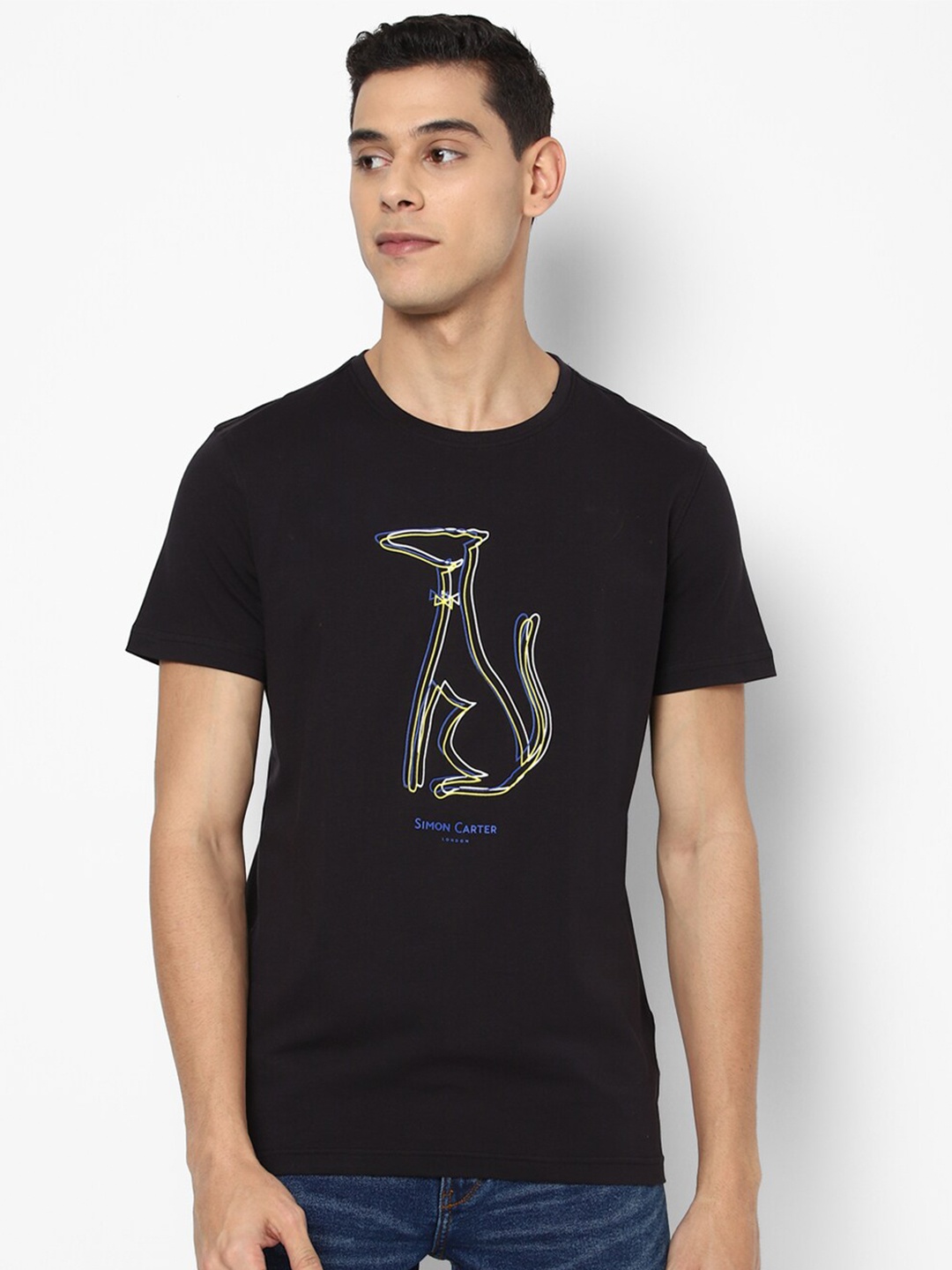 

SIMON CARTER LONDON Men Black Printed Slim Fit T-shirt