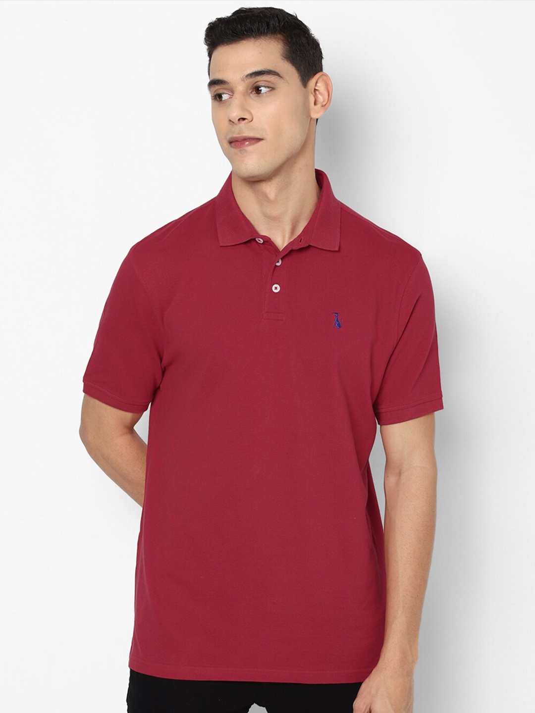 

SIMON CARTER LONDON Men Maroon Solid Pure Cotton Polo Collar Slim Fit T-shirt