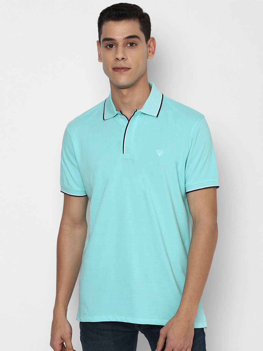 

Allen Solly Sport Men Blue Polo Collar Pure Cotton T-shirt