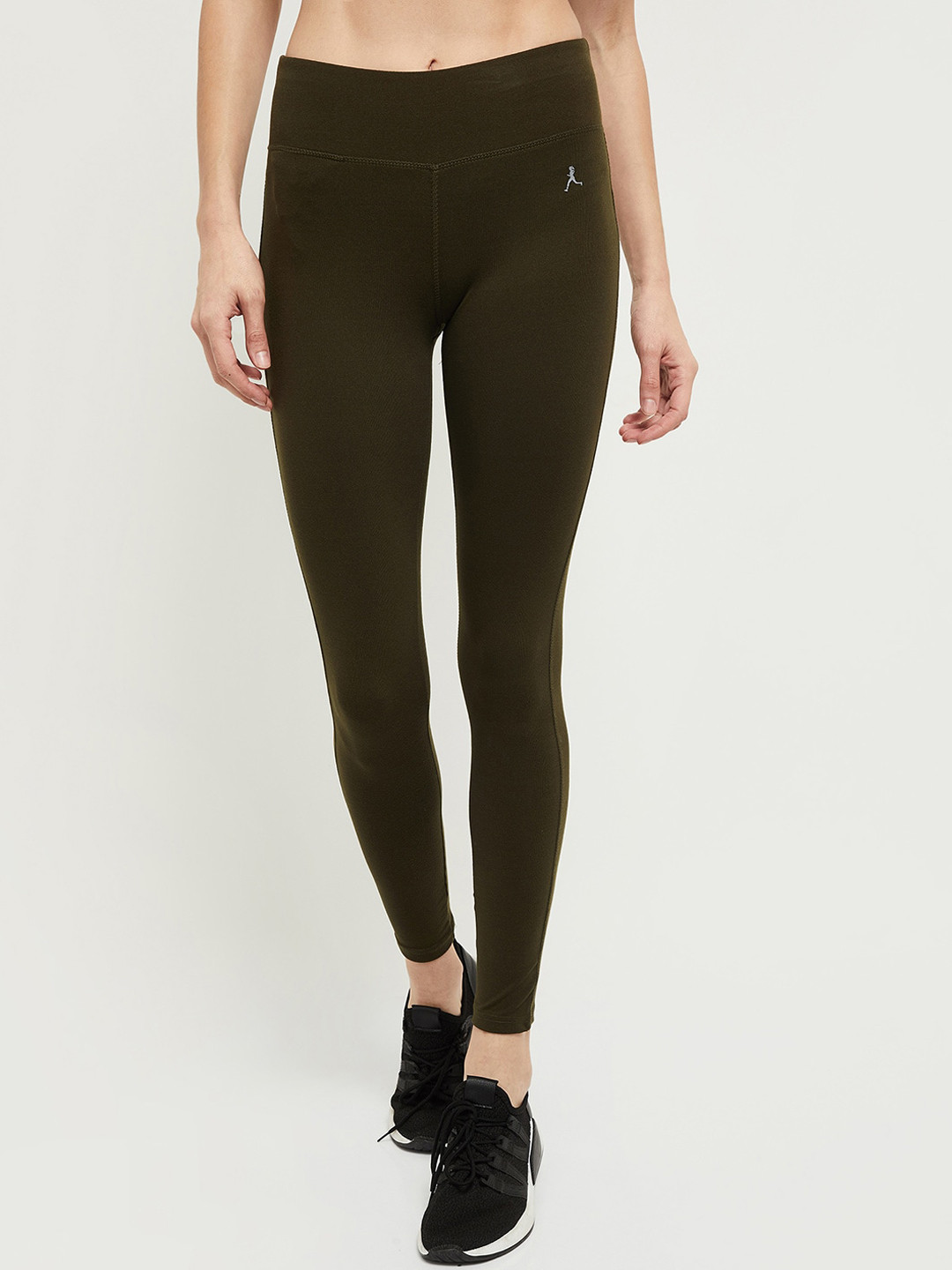 

max Women Olive Green Solid Tights