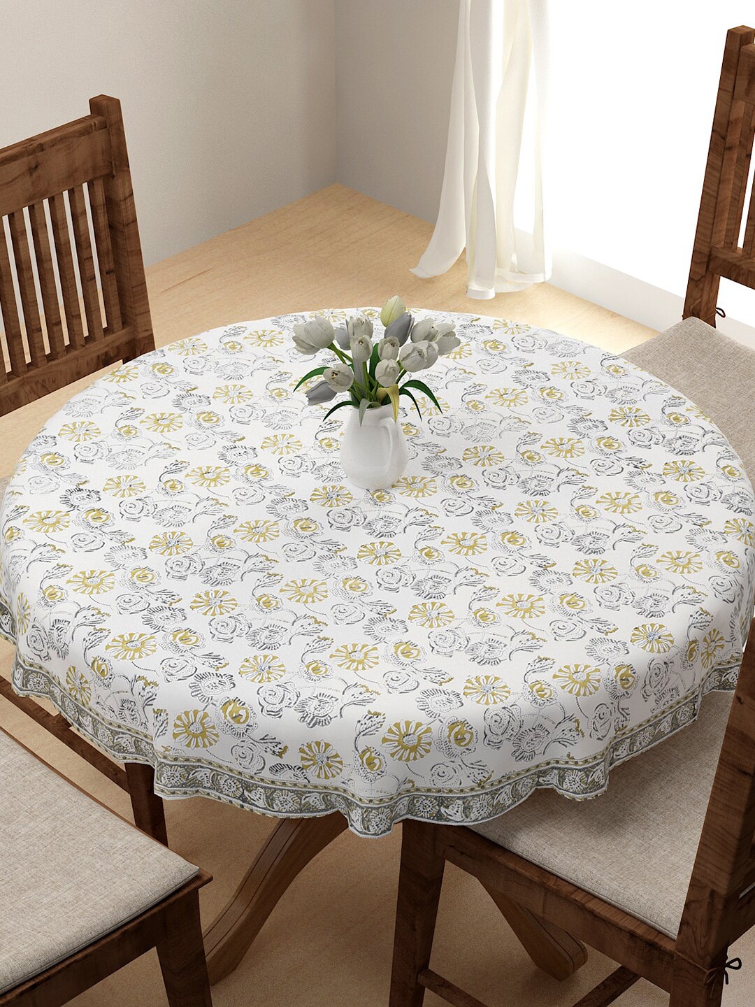 

Fabindia Brown & Grey Cotton Printed Table Cover