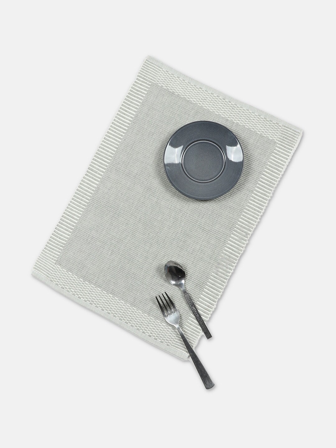 

Fabindia Set Of 4 Grey Patterned Rectangular Cotton Table Placemats